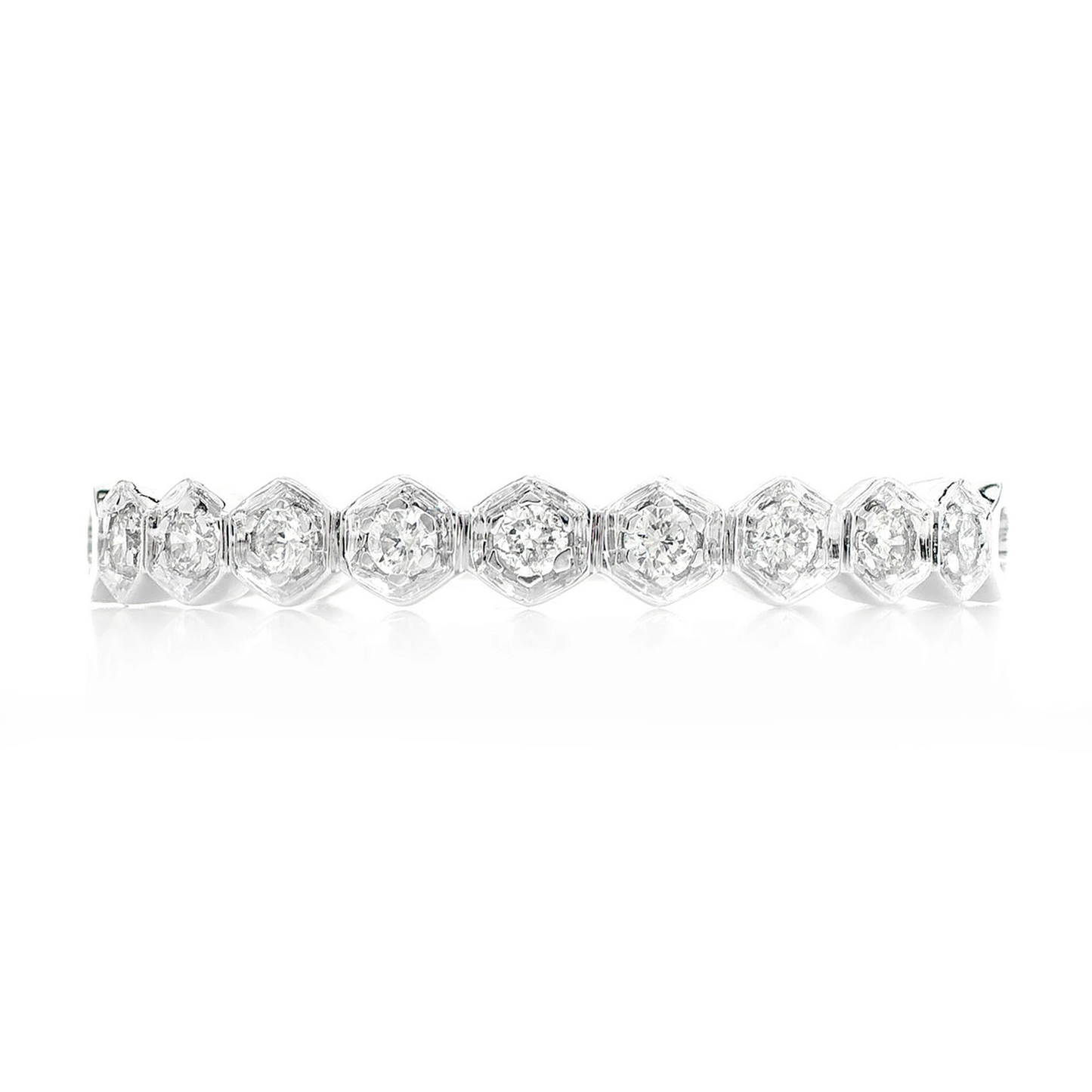 Hexagon Bezel Diamond Band in 14K white gold, front view