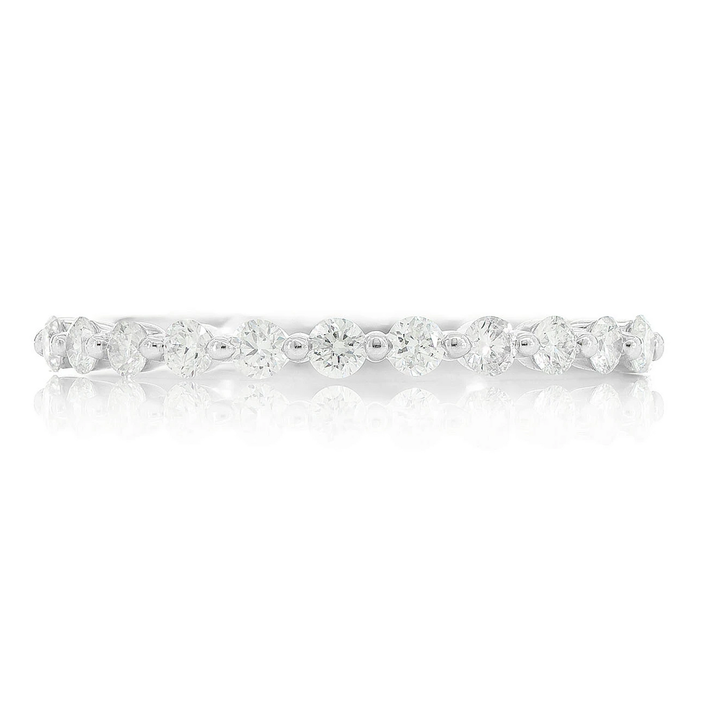 Pinched Diamond Stackable Ring in 14K white gold, front view