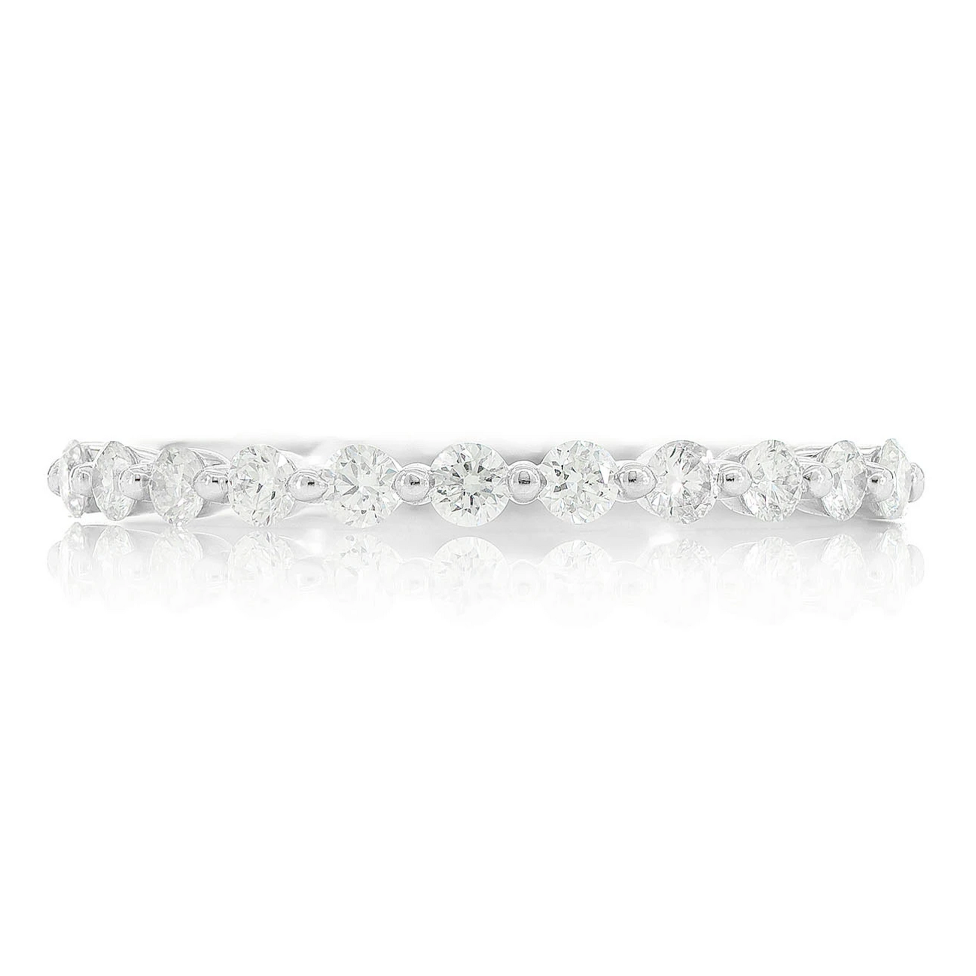 Pinched Diamond Stackable Ring in 14K white gold, front view