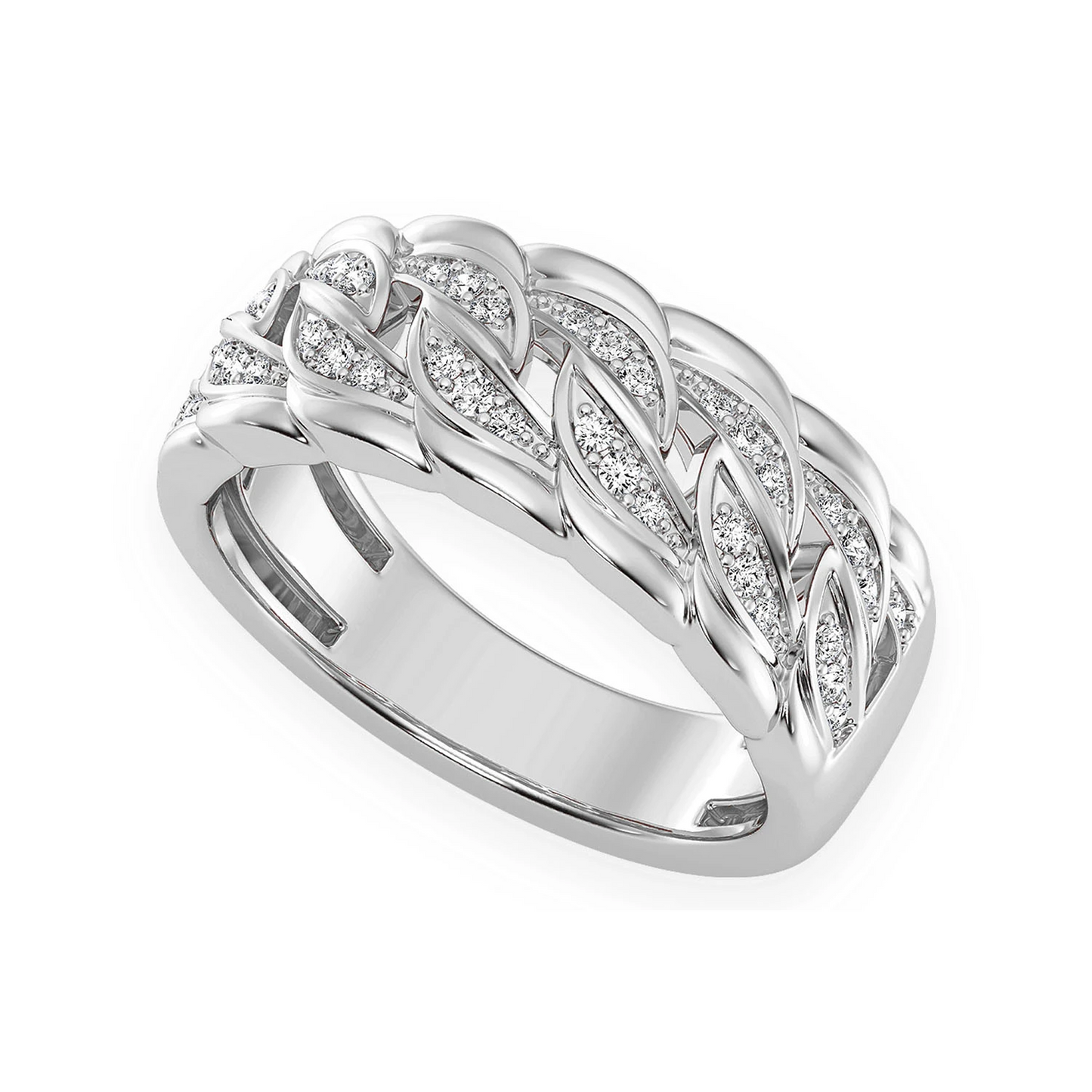 Twisted Cuban Band in 14K white gold, angled view