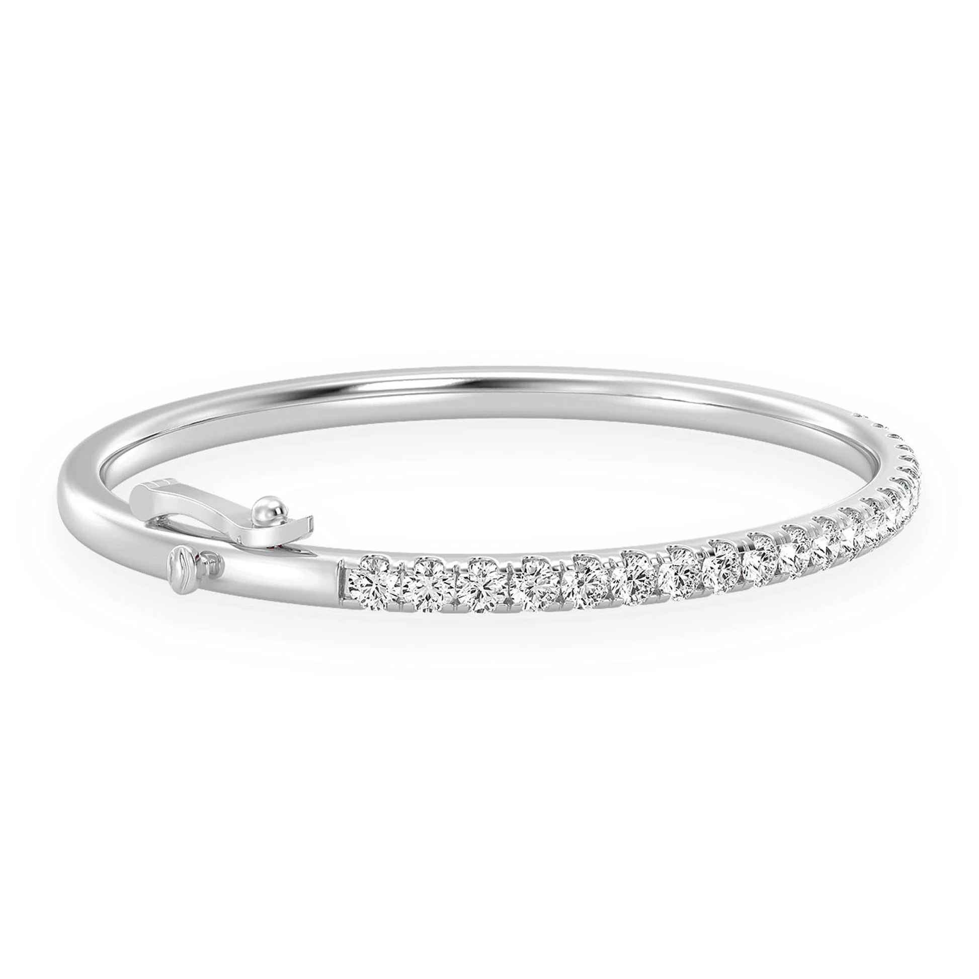Scallop Diamond Bangle in 14K white gold, 10pt / 2.15ctw, angled view