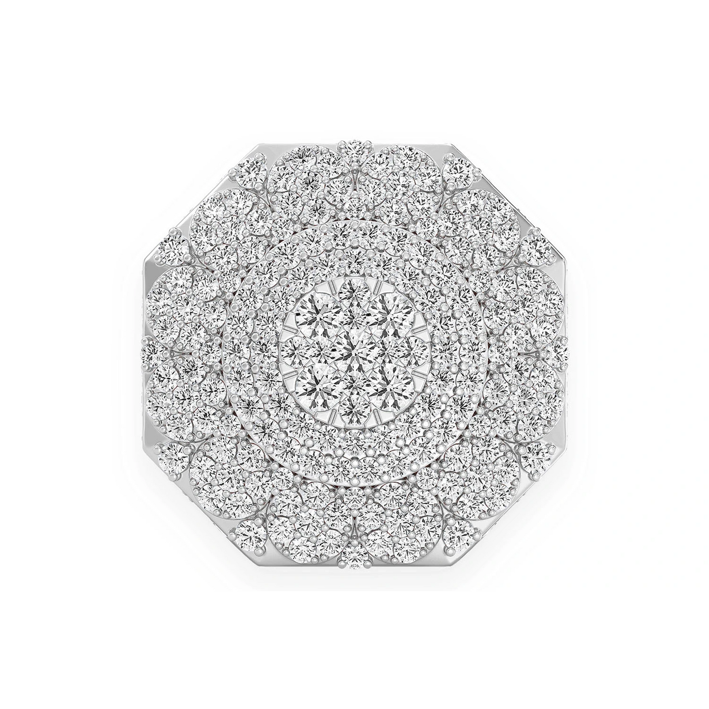 Multi Halo Diamond Signet Ring in 14K white gold, front view
