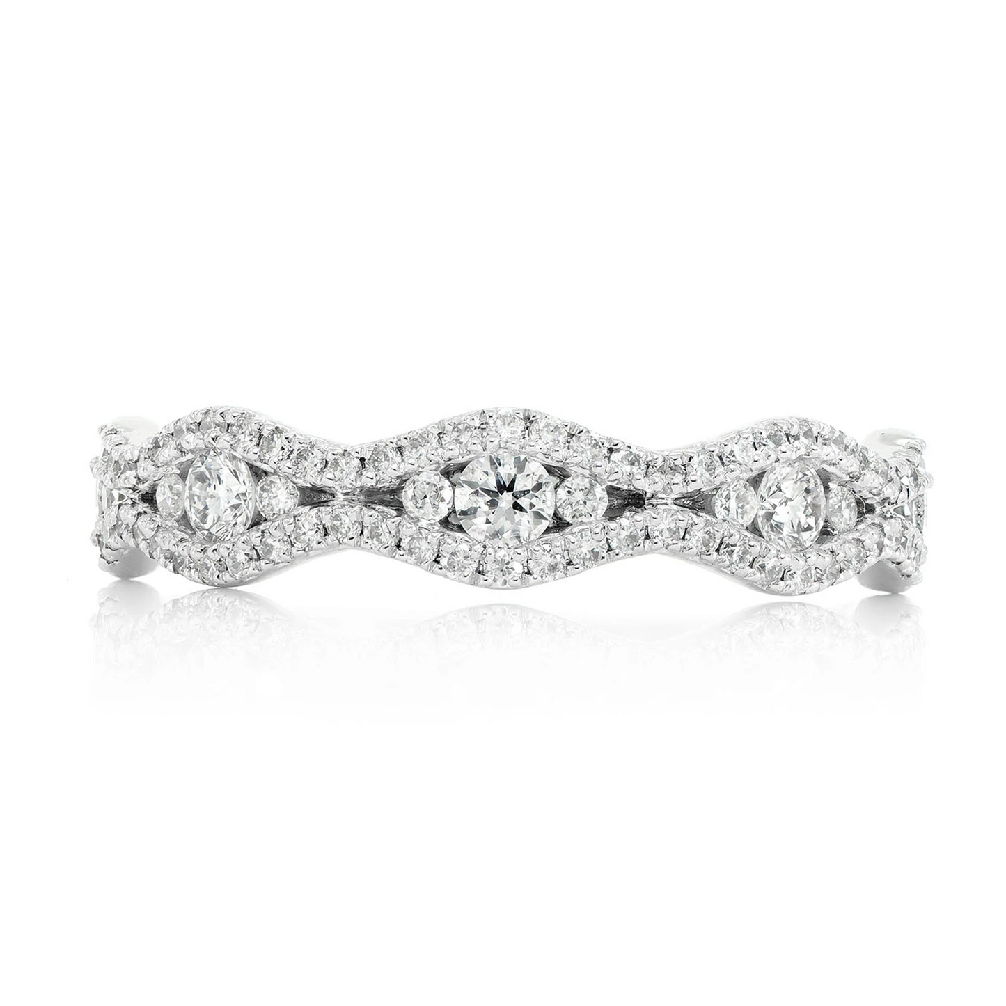Wavy Channel Ring in 14K white gold, front view