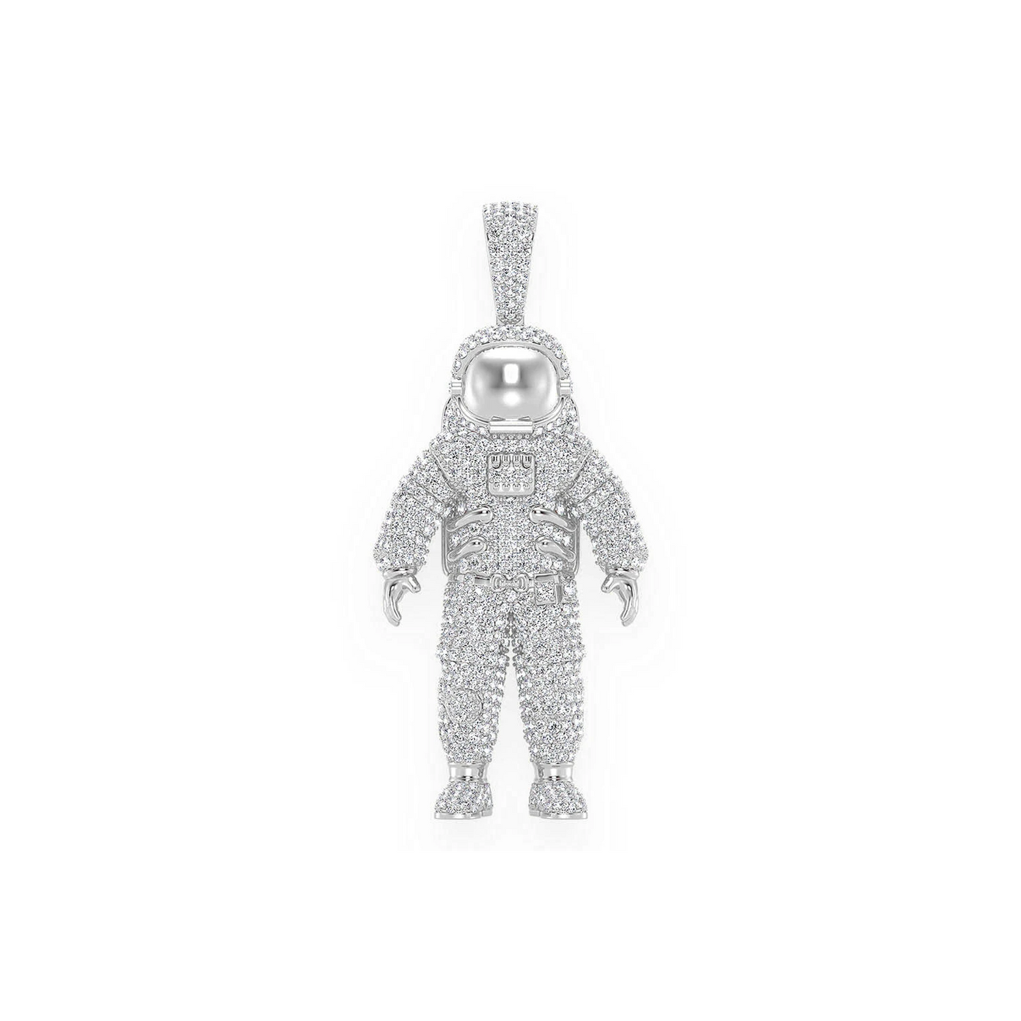 Astronaut Diamond Pendant in 14K white gold, Statement | 4.25ctw, front view