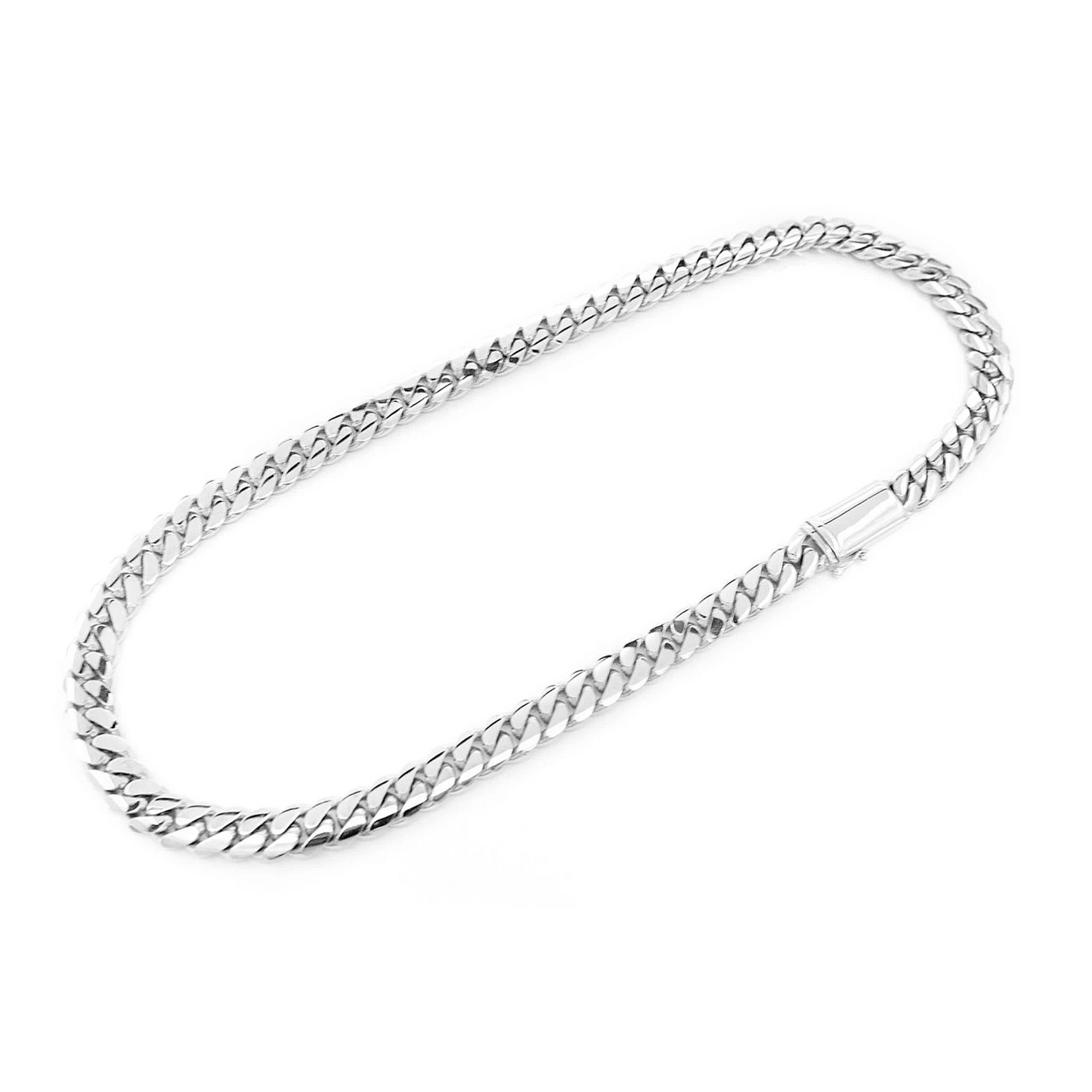 Miami Cuban Gold Chain in 14K white gold, 12mm width, angled view
