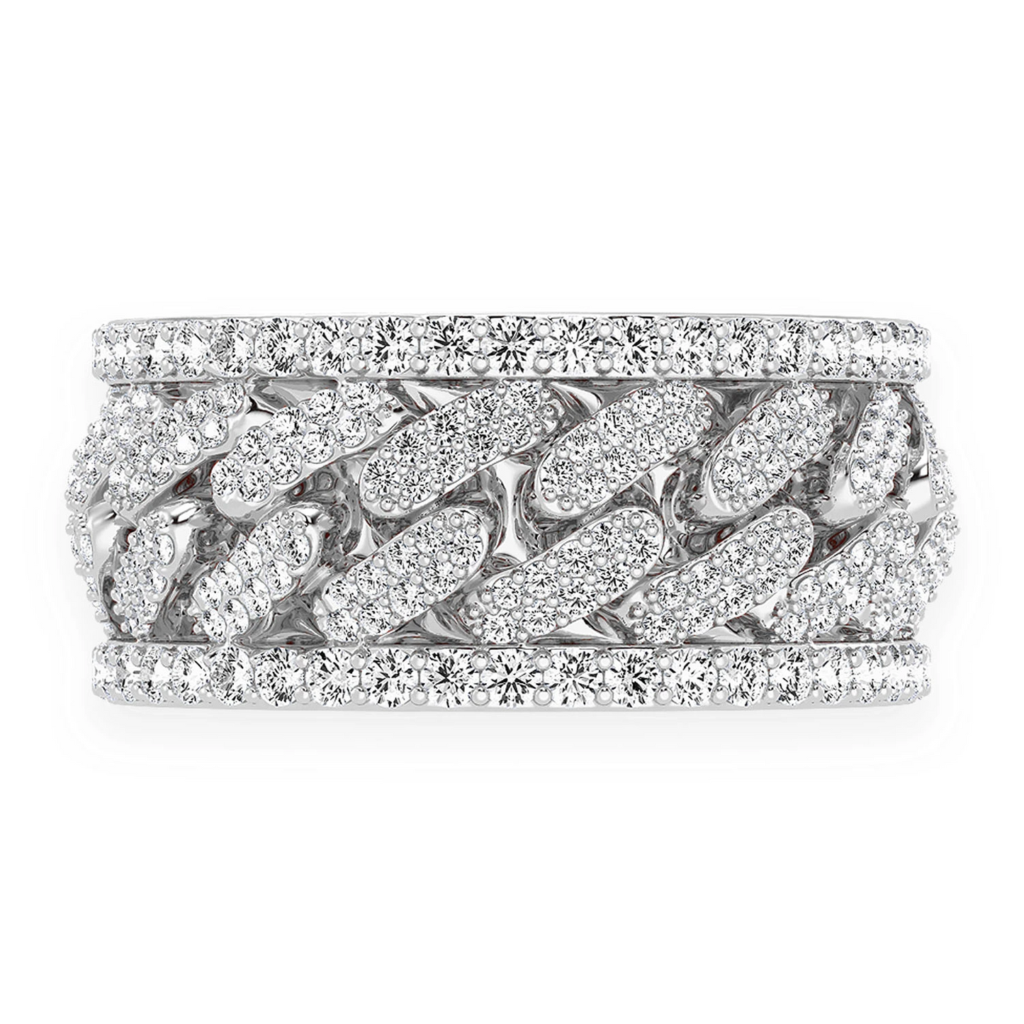 Miami Cuban Link Ring in 14K white gold, front view