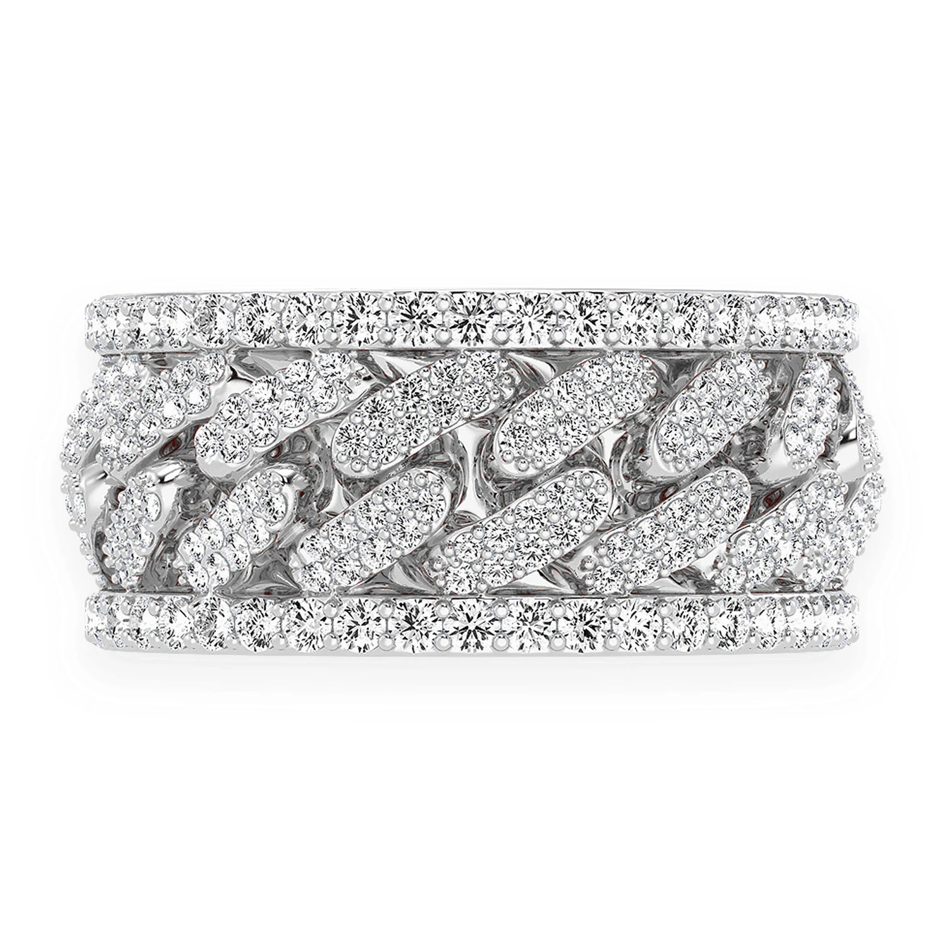 Miami Cuban Link Ring in 14K white gold, front view