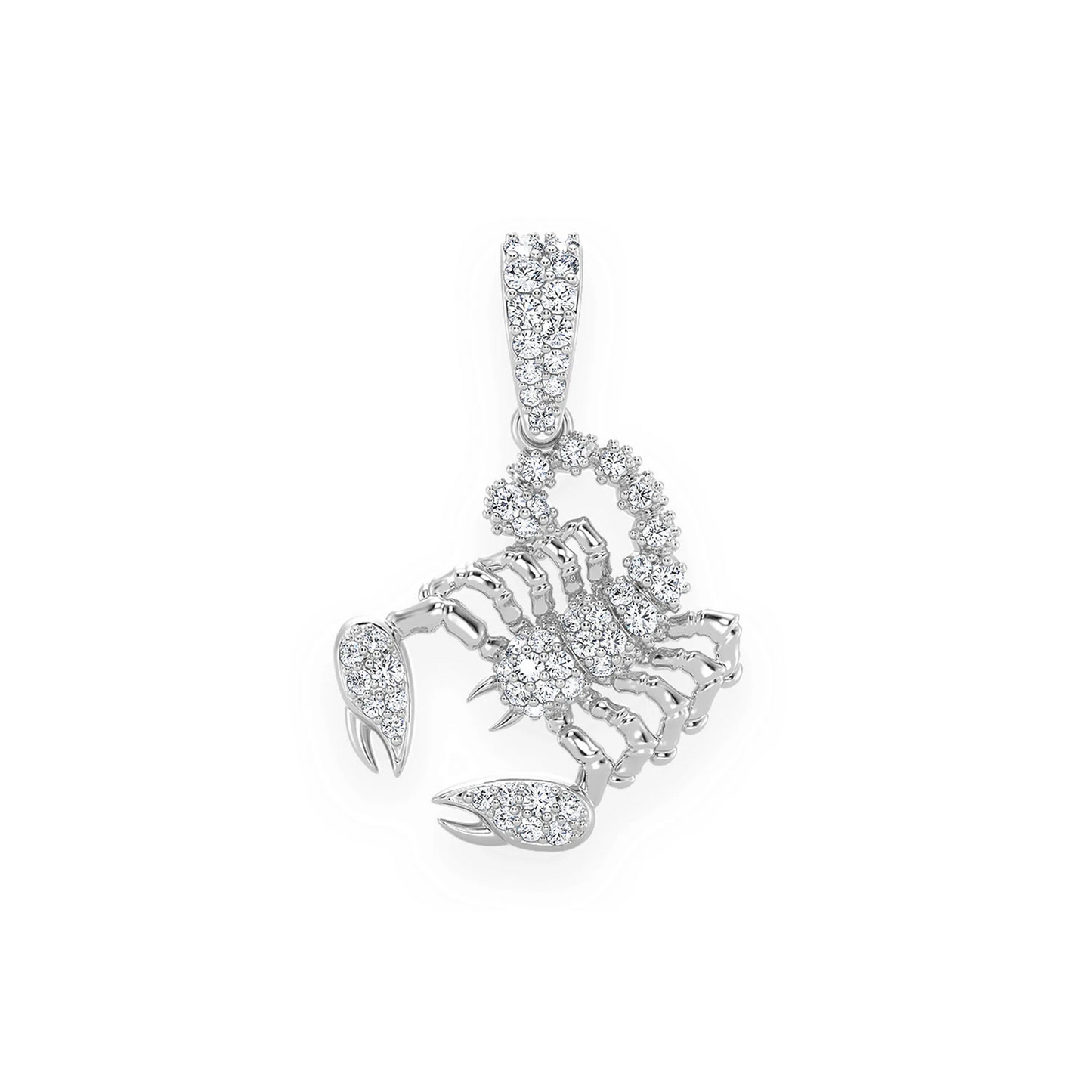Scorpion Diamond Pendant in 14K white gold, Set | 0.25ctw, front view