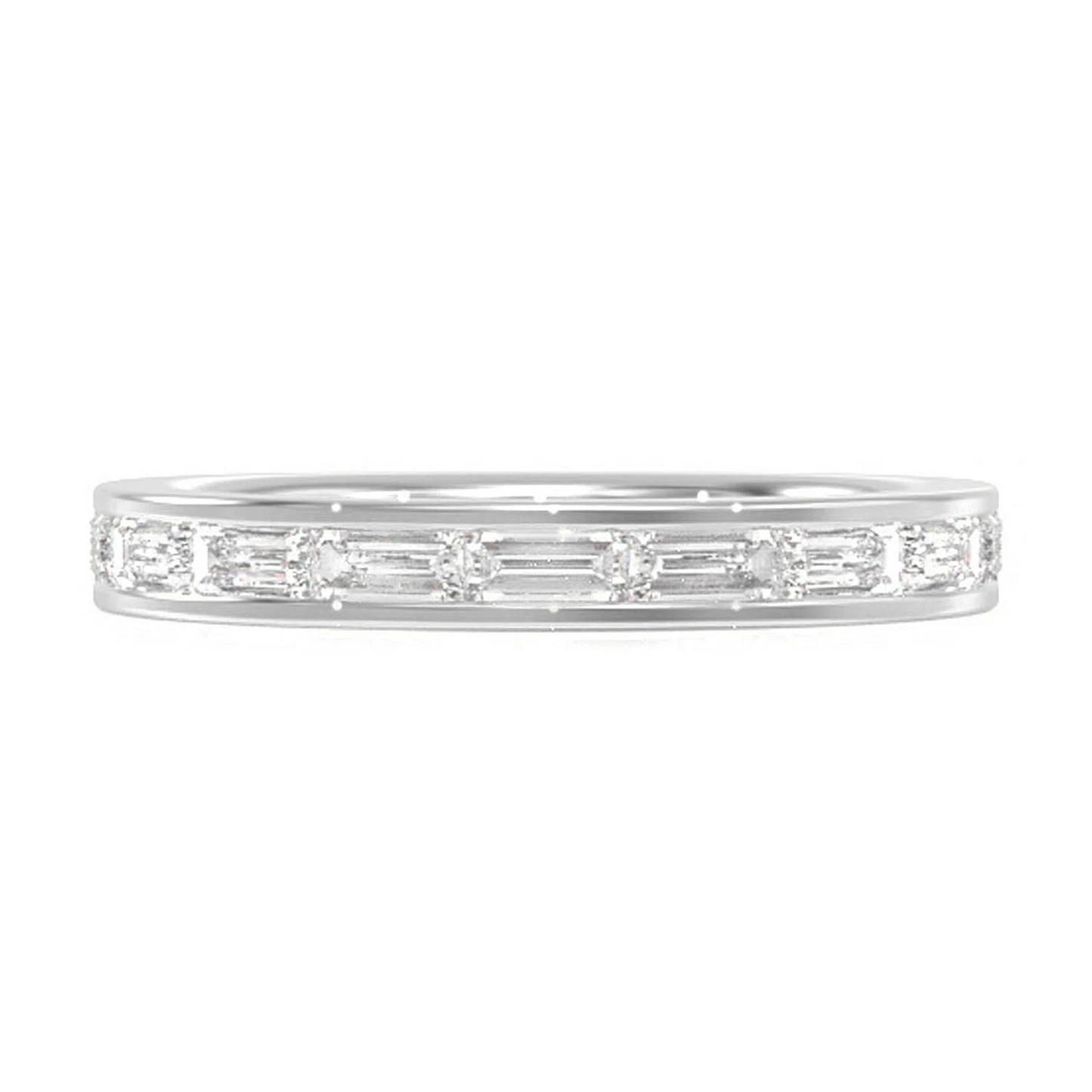 One Row Baguette Channel-Set Ring in 14K white gold, front view
