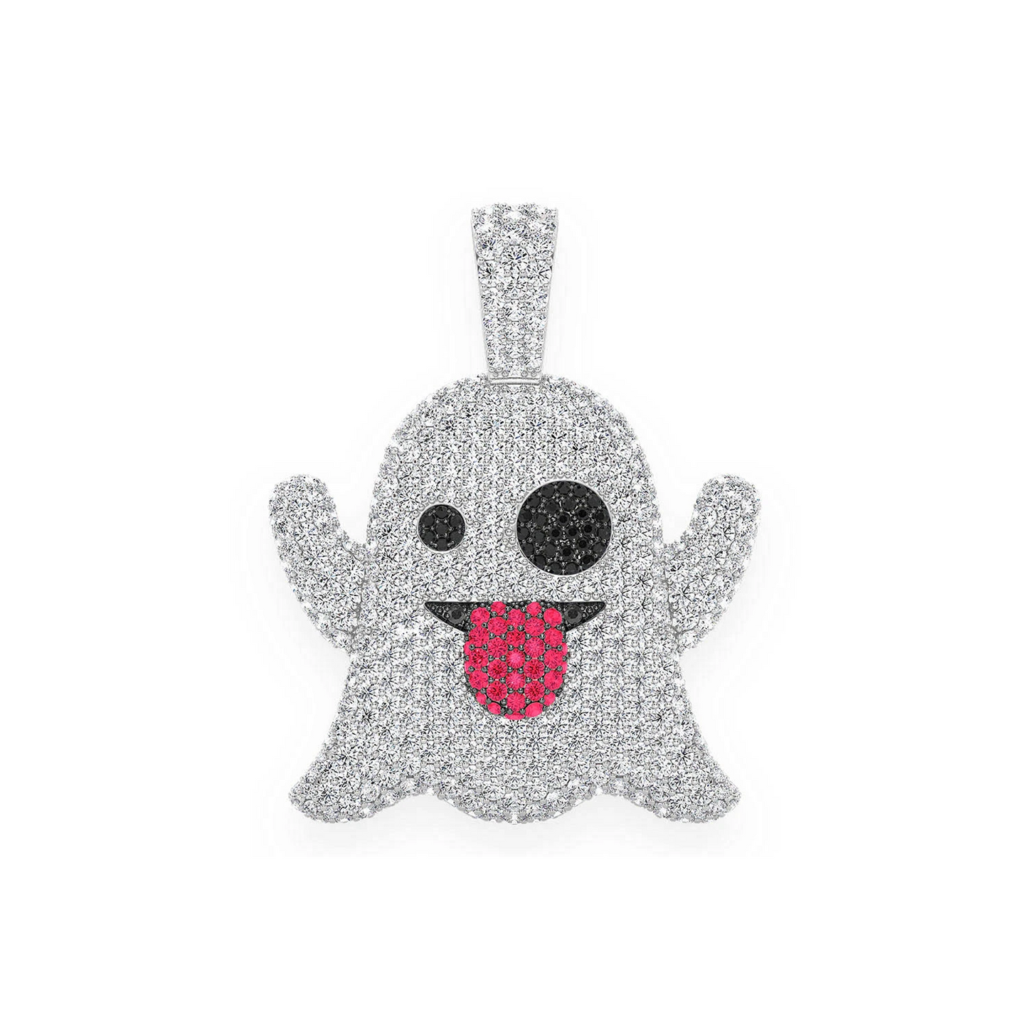 Ghost Ruby & Diamond Pendant in 14K white gold, 5.25ctw, front view