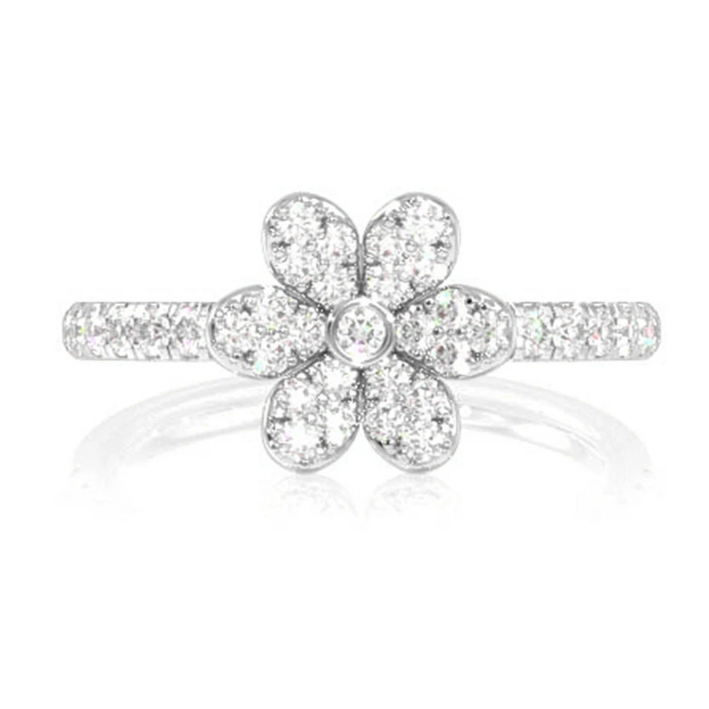 Diamond Petal Ring in 14K white gold, front view