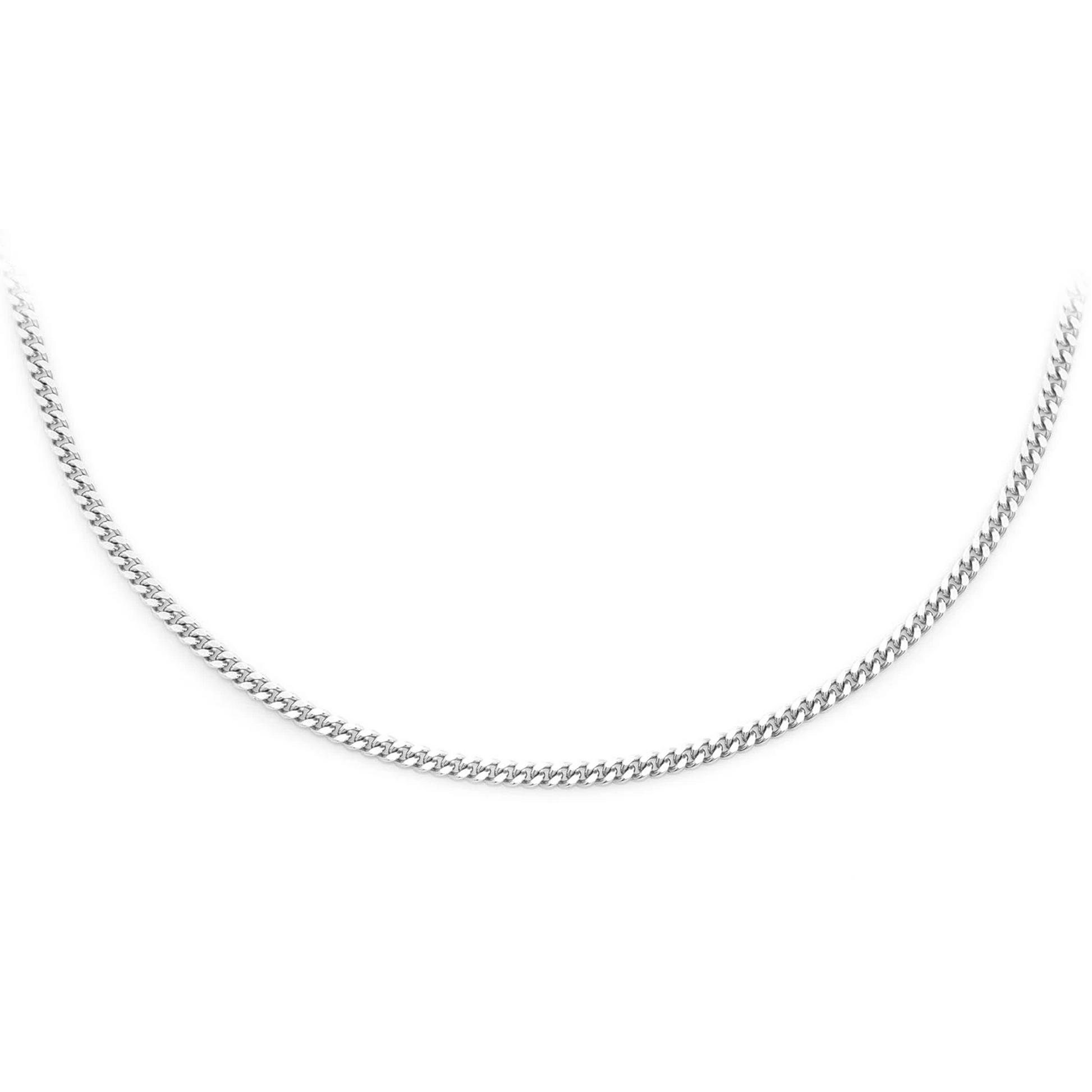 Miami Cuban Gold Chain in 14K white gold, 1.5mm width, front view