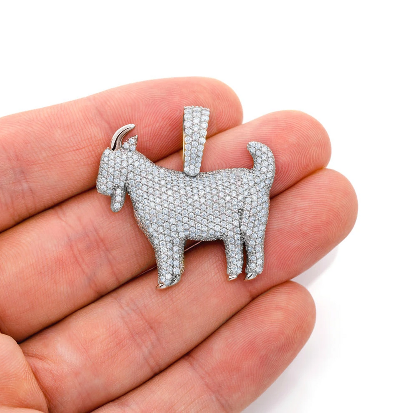Goat Diamond Pendant in 14K white gold, Statement | 3.75ctw, angled view