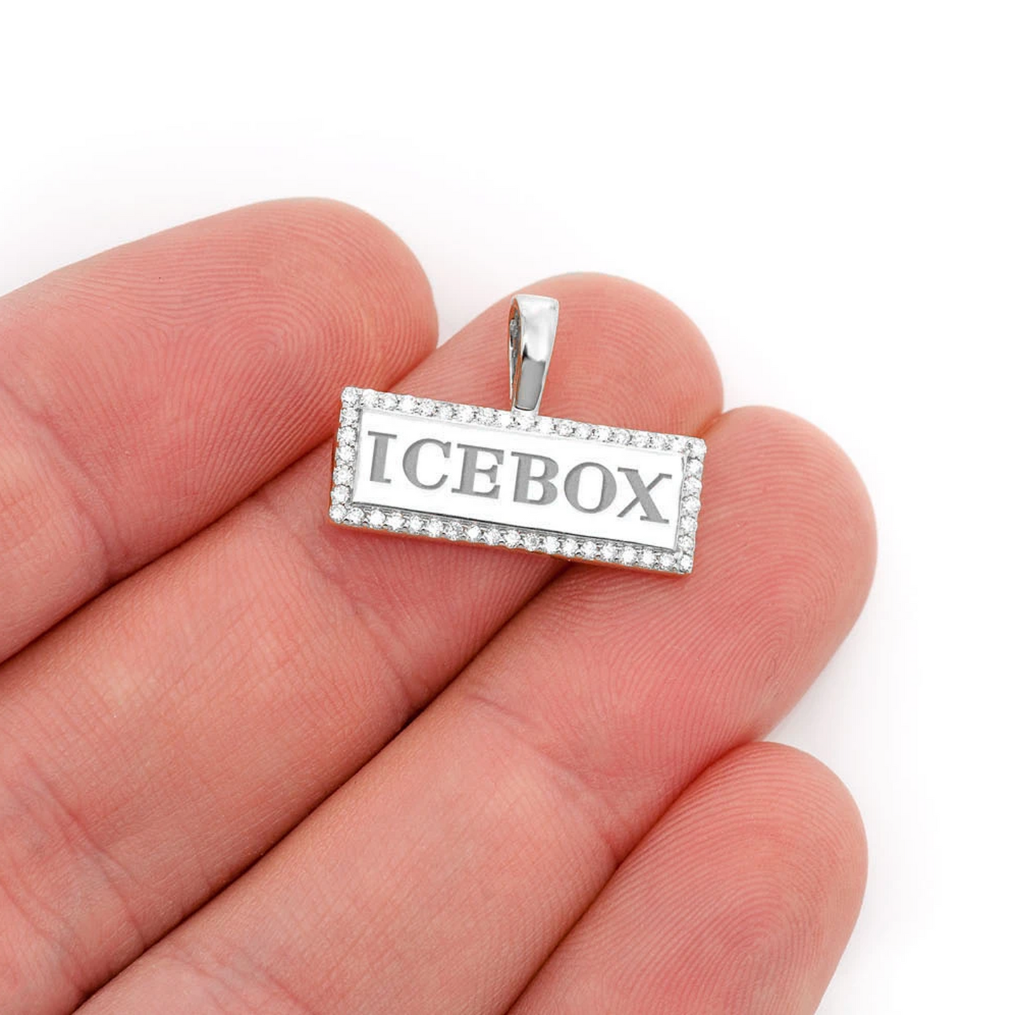 Large Icebox Diamond Pendant in 14K yellow gold, angled view