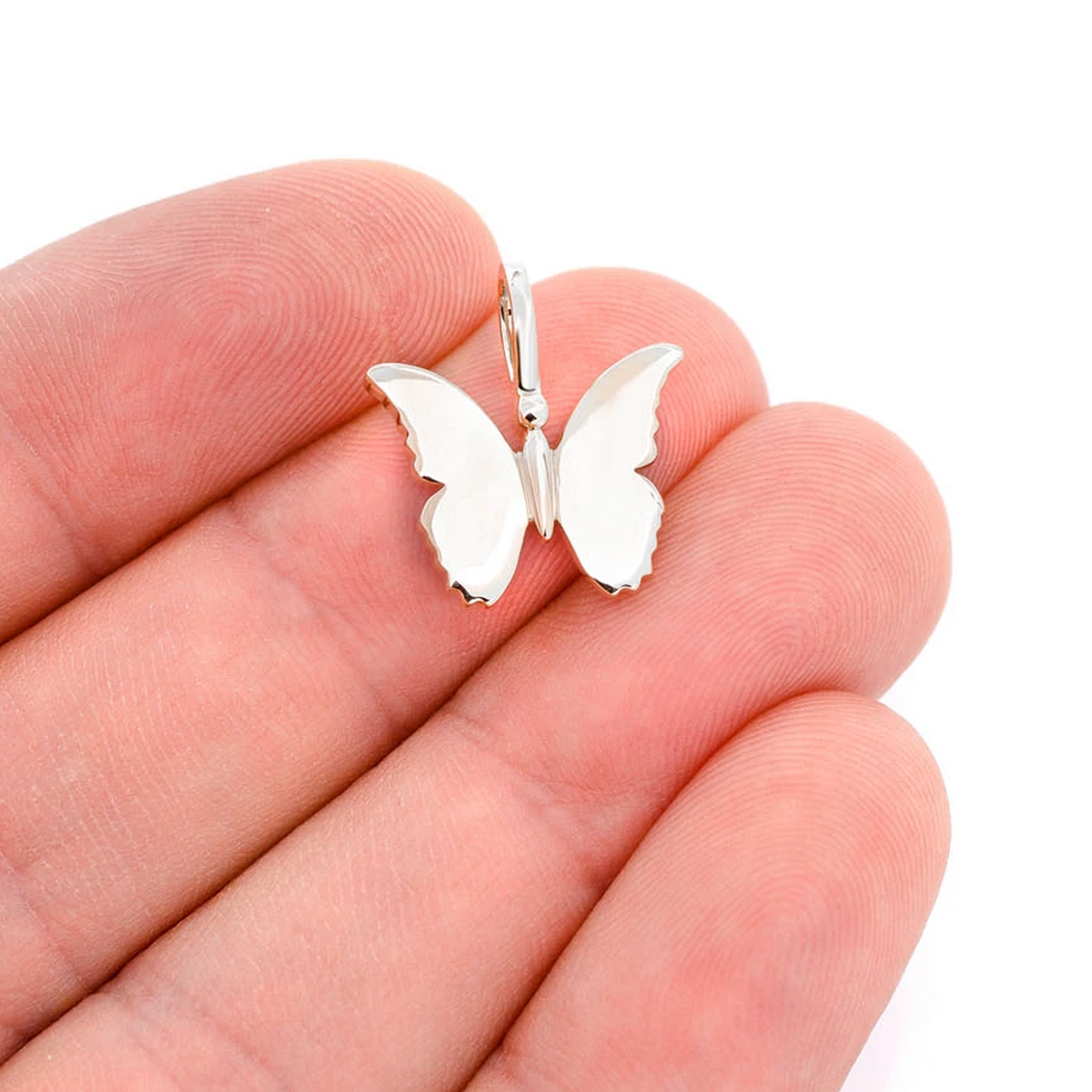 Butterfly Pendant in 14K white gold, Pure | Solid Gold, angled view