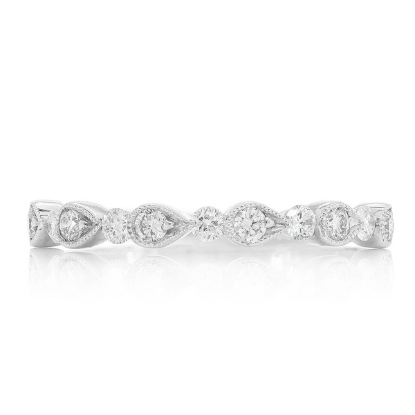 Round & Pear Bezel Stackable Diamond Ring
