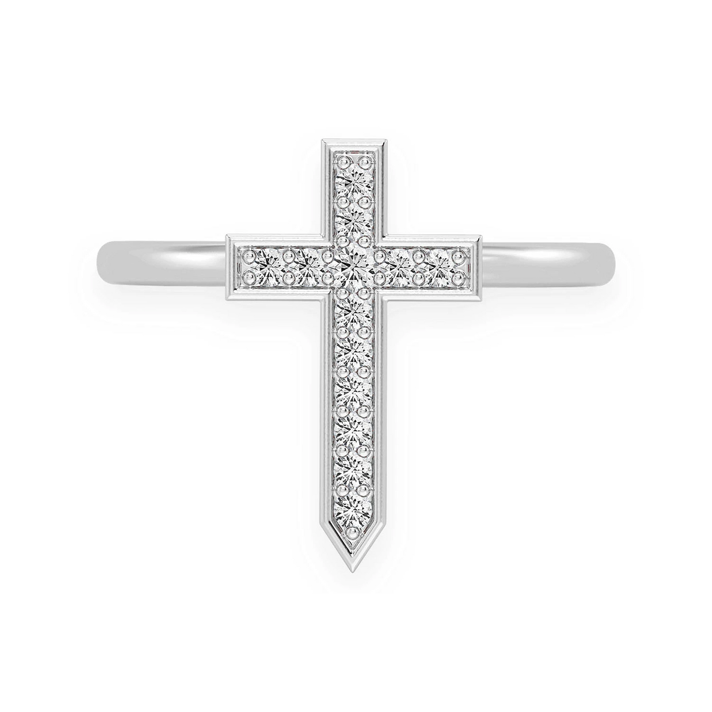 Cross Point Diamond Ring in 14K white gold, front view