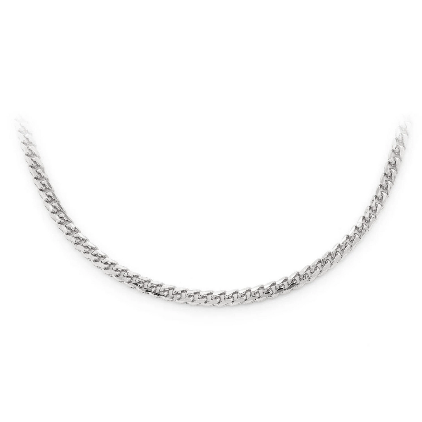 Franco Gold Chain in 14K white gold, 3mm width, front view