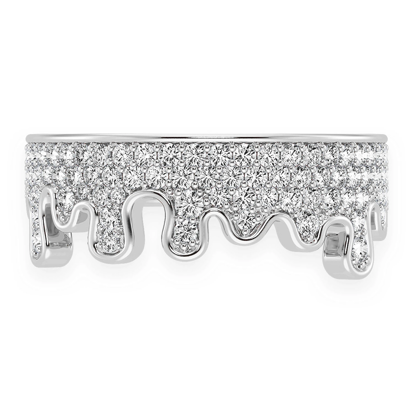 Diamond Drip Ring in 14K white gold, 1.00ctw, front view