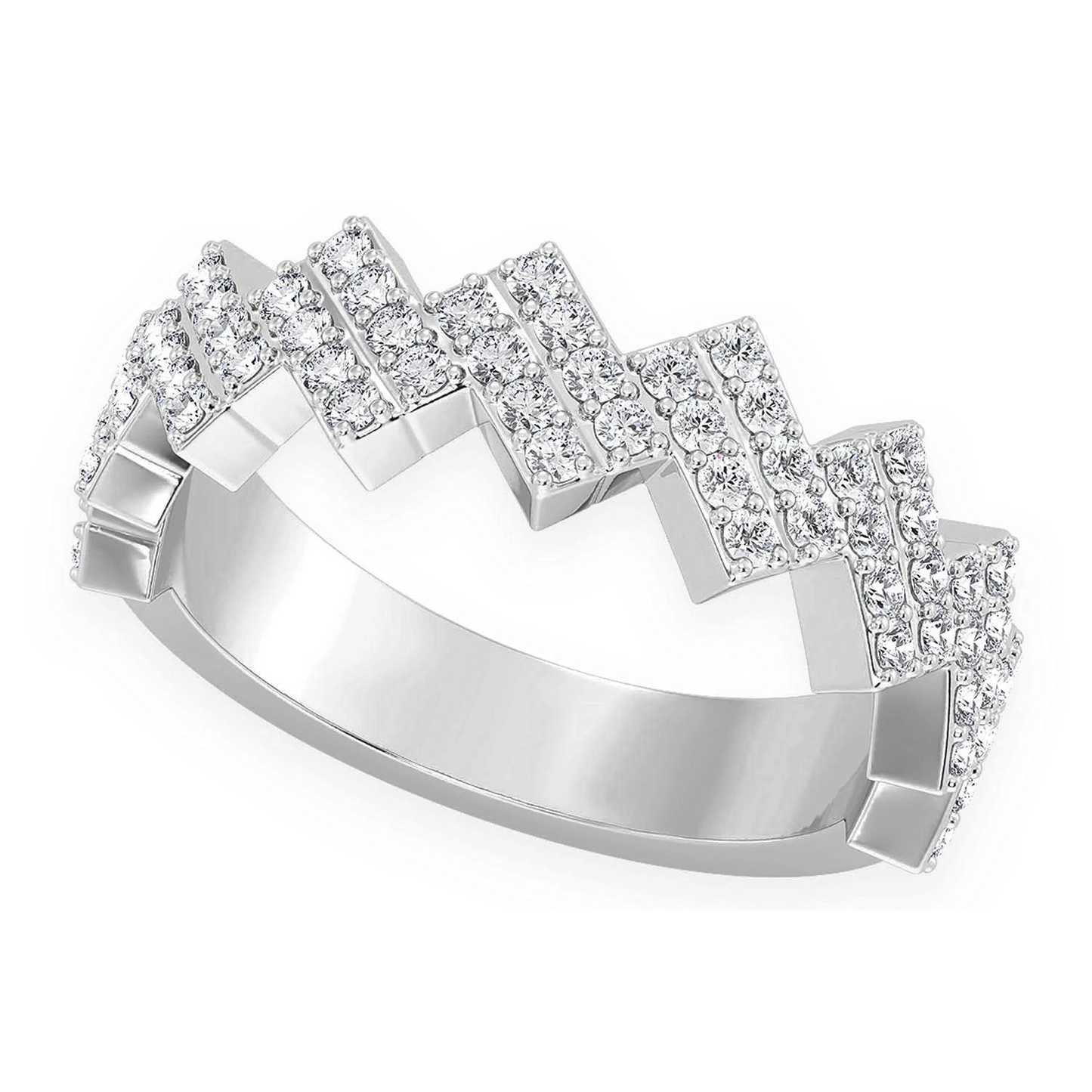 Zig Zag Diamond Ring in 14K white gold, detail view
