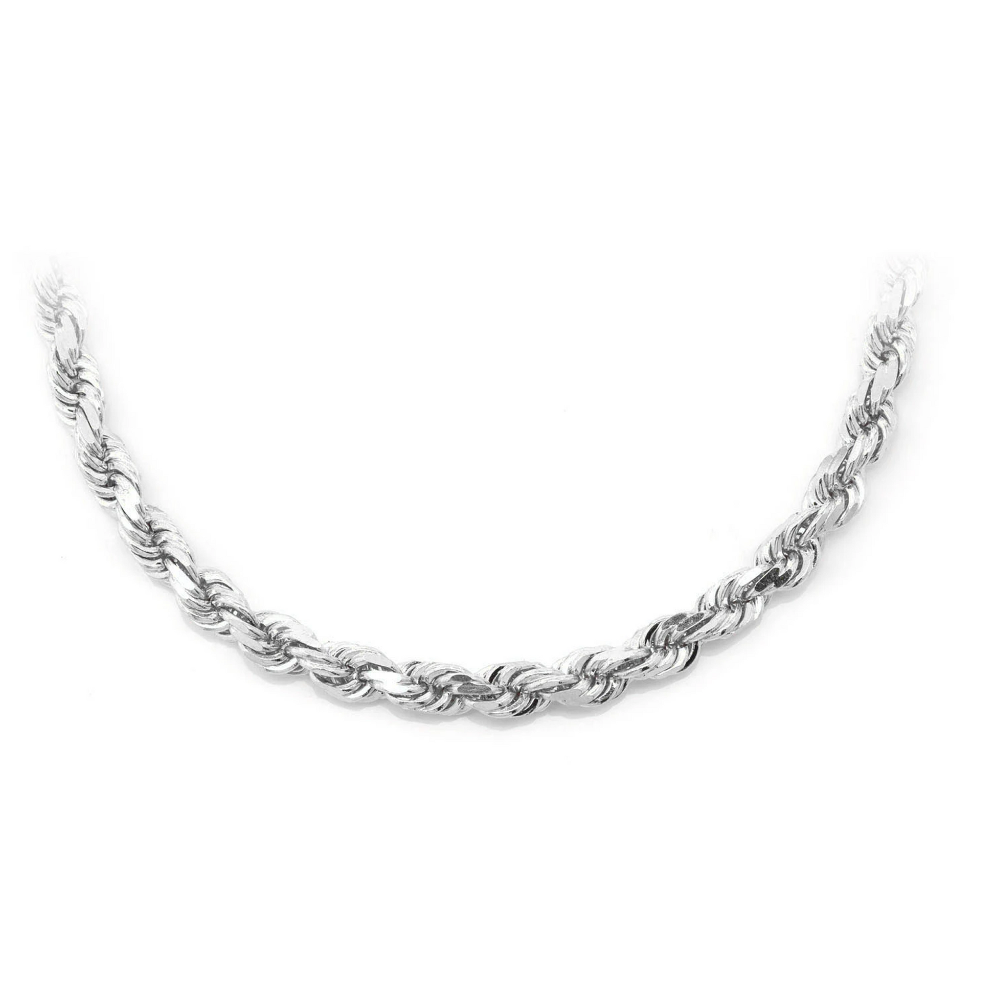 Rope Gold Chain in 14K white gold, 4.5mm width, front view