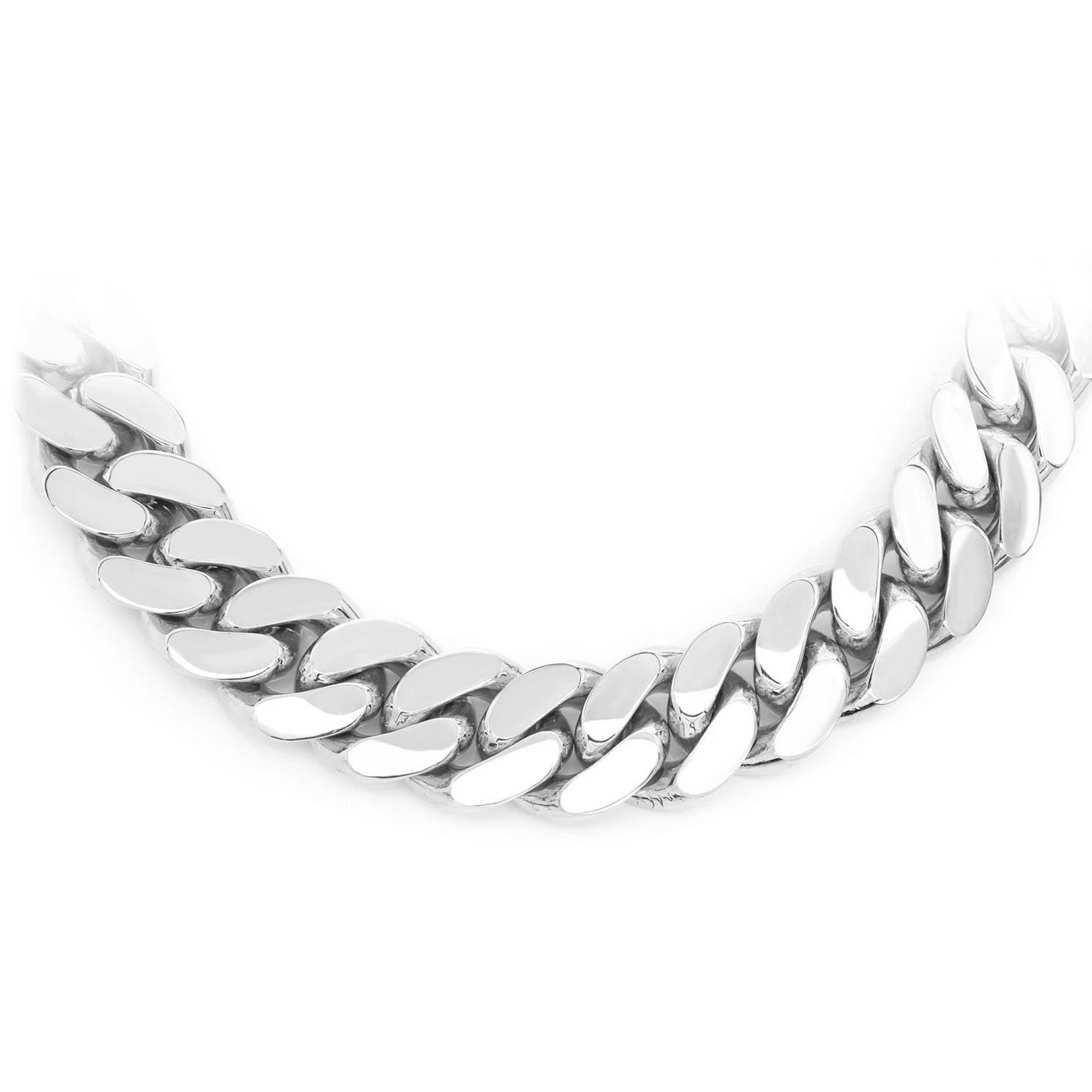 Miami Cuban Gold Chain in 14K white gold, 18mm width, front view