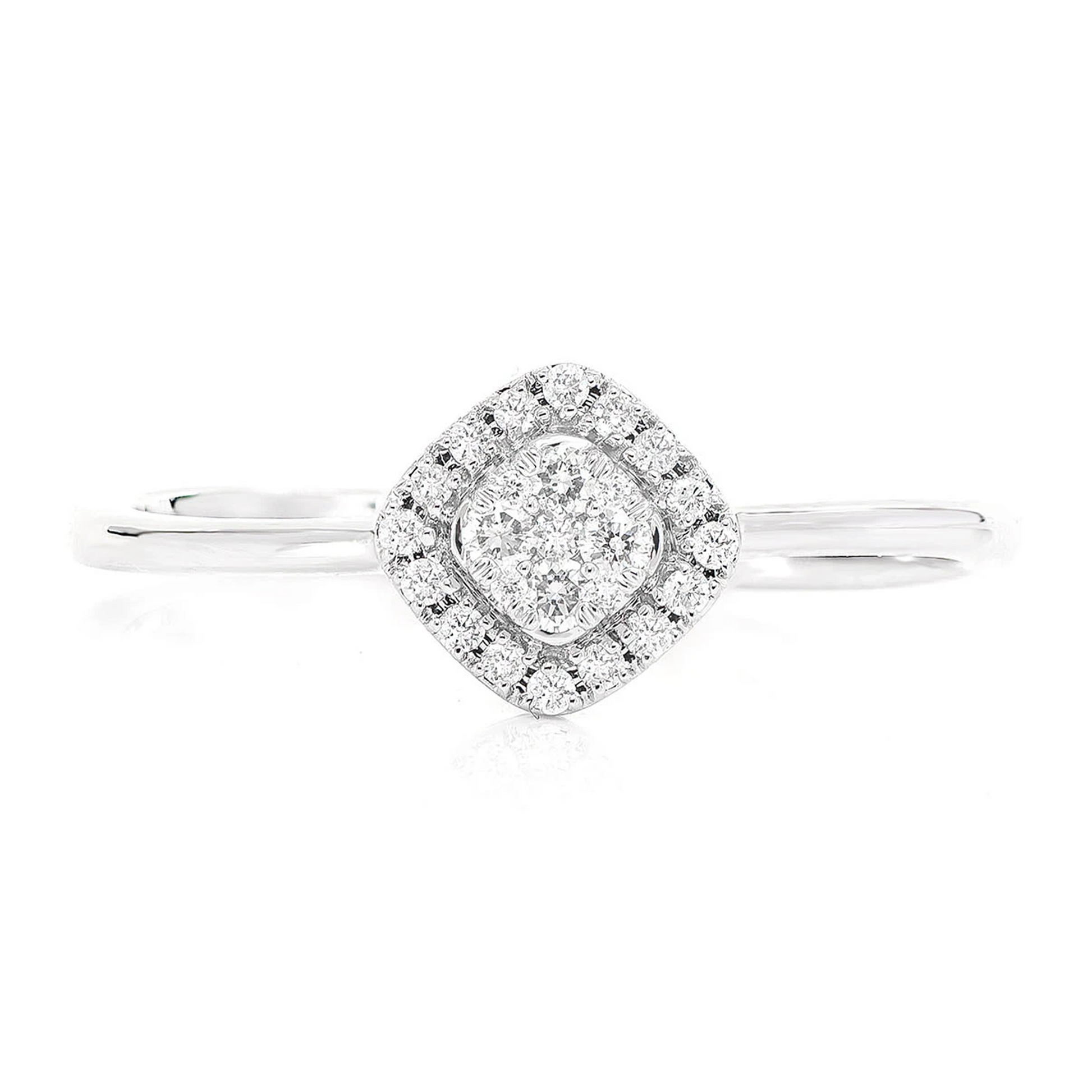Rhombus Diamond Halo Ring in 14K white gold, front view