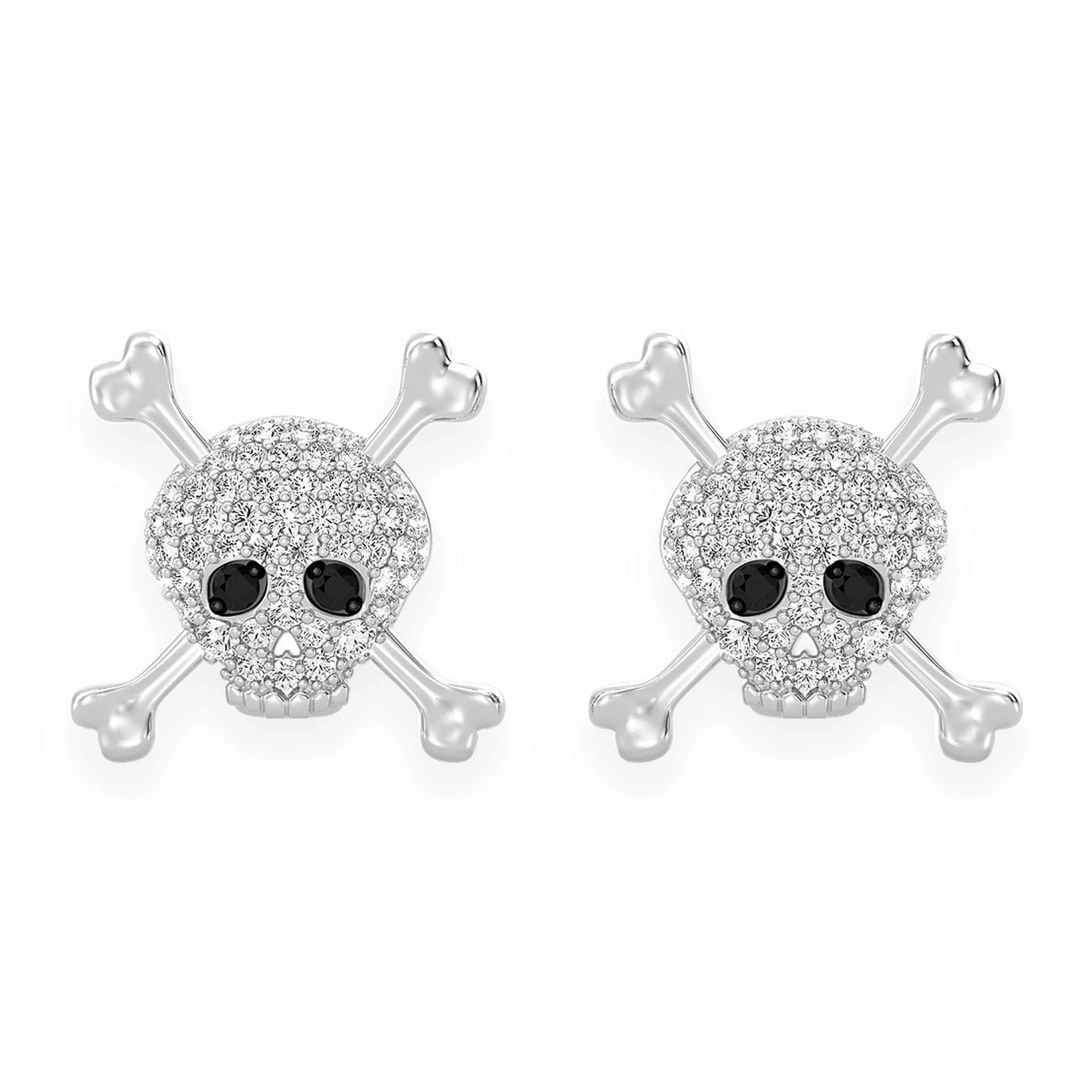 Skull & Crossbones Diamond Stud Earrings | 14K Gold | Icebox