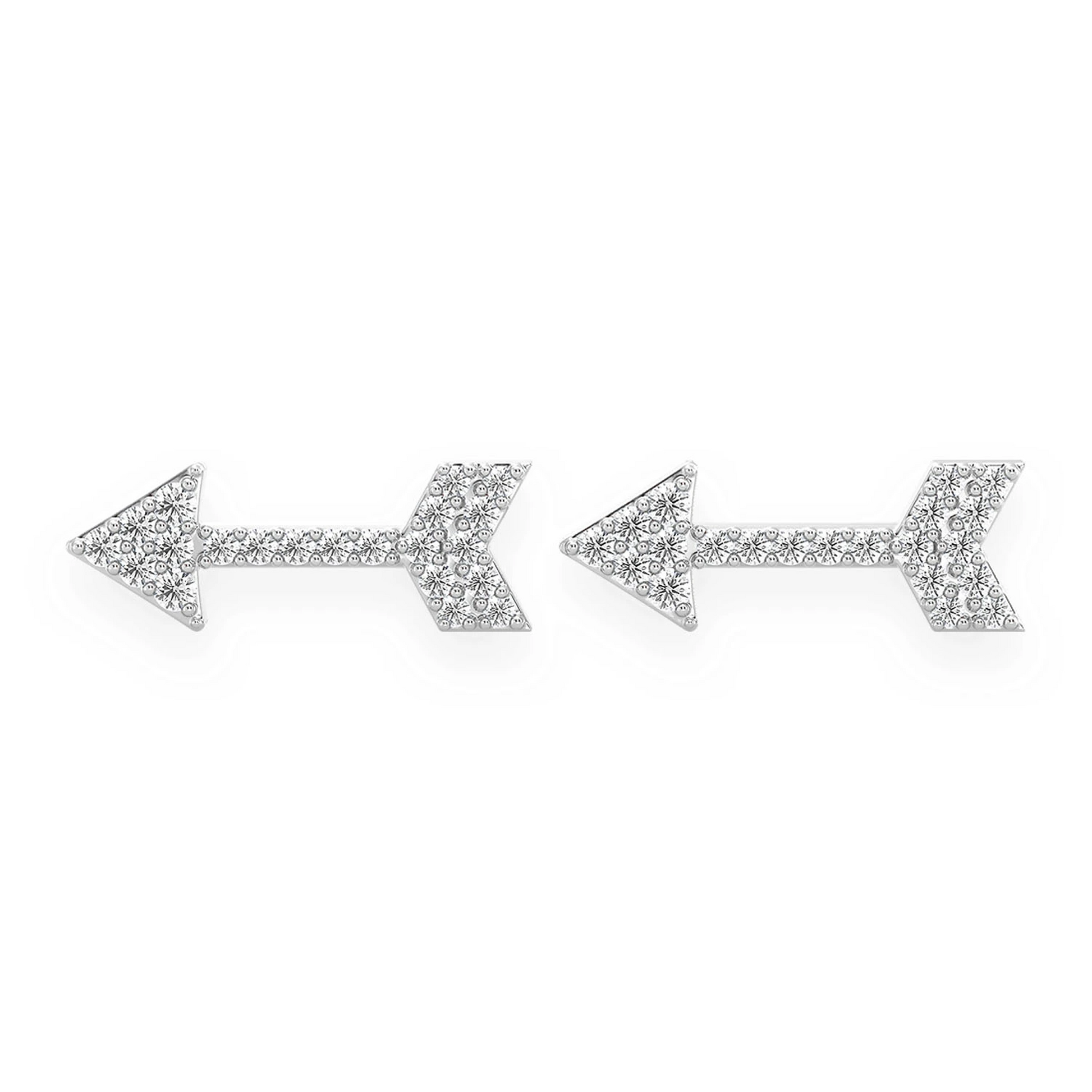 Arrow Diamond Stud Earrings in 14K white gold, front view