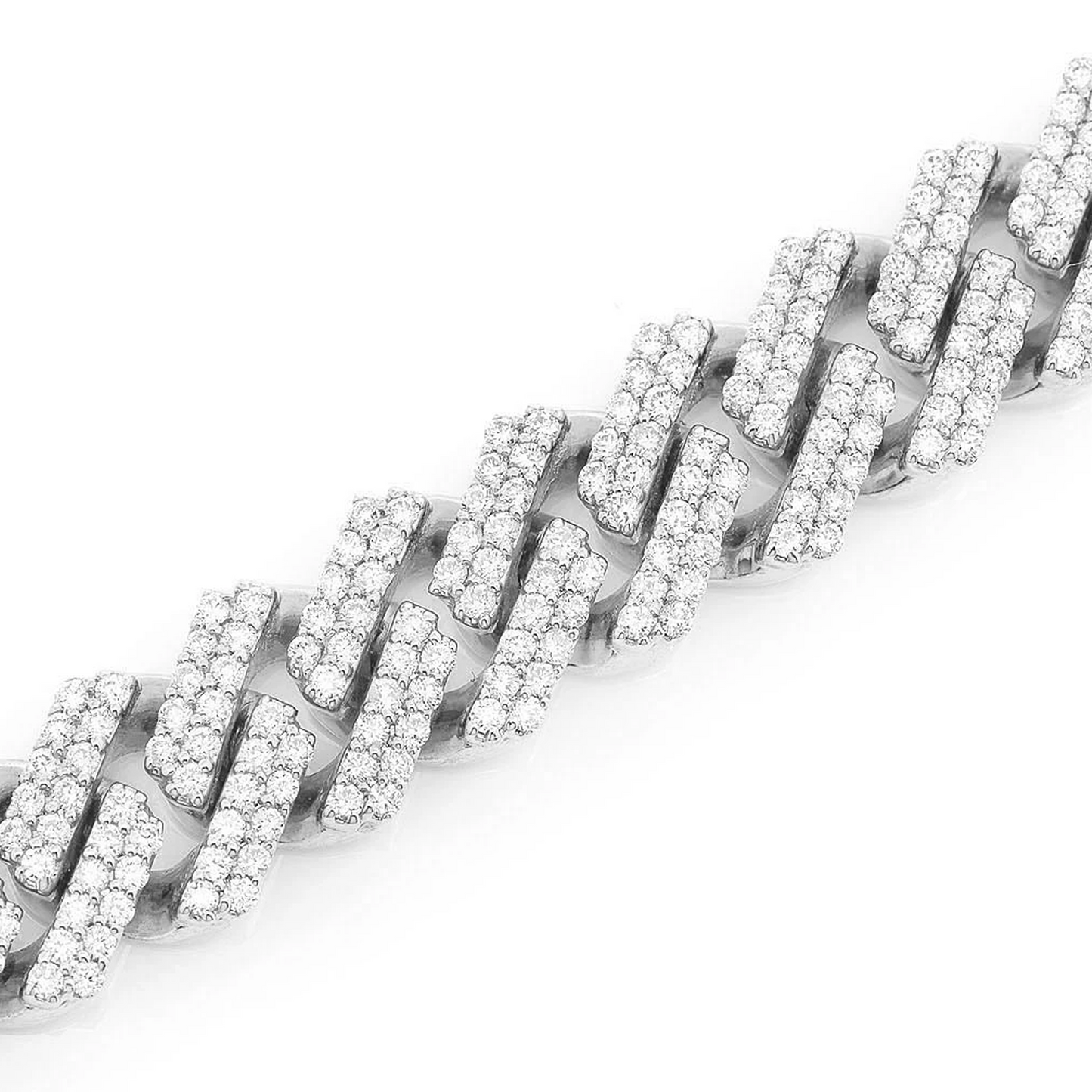 Raised Cuban Diamond Bracelet in 14K white gold, 11mm | 8.50ctw width, detail view