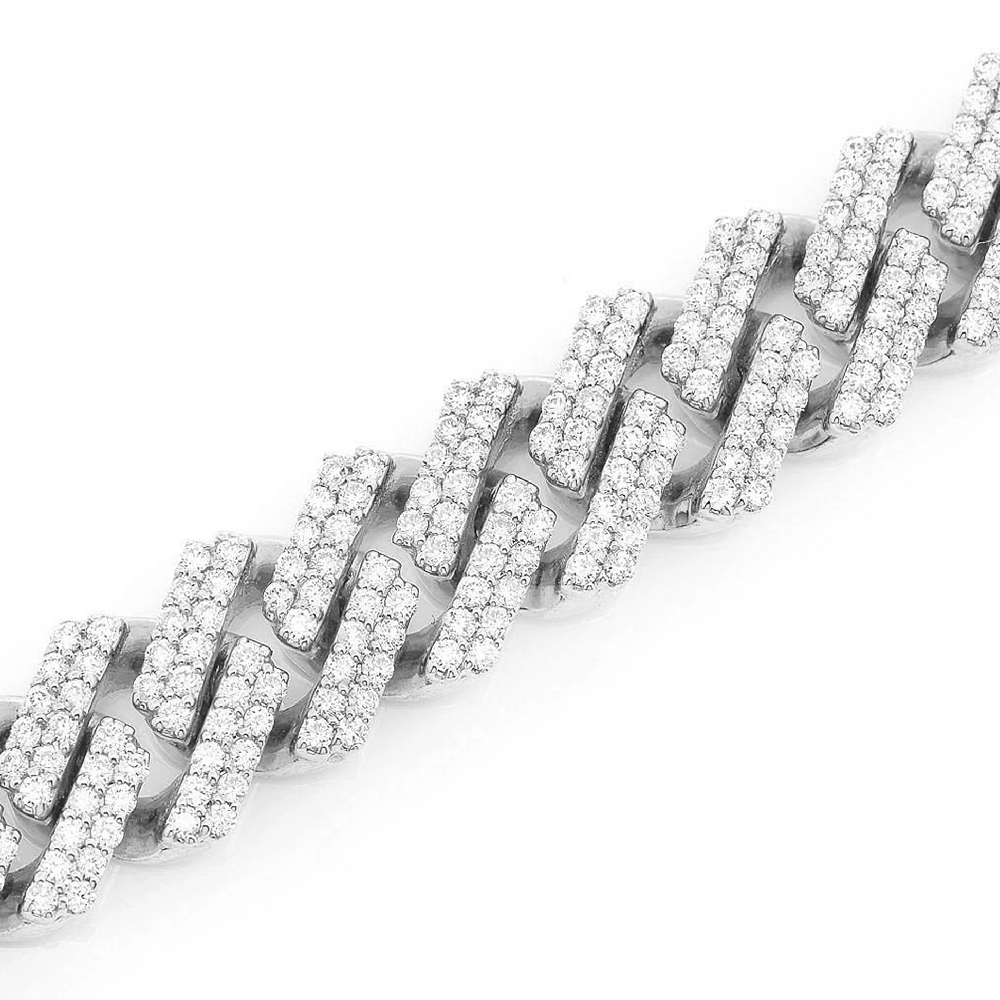 Raised Cuban Diamond Bracelet in 14K white gold, 11mm | 8.50ctw width, detail view