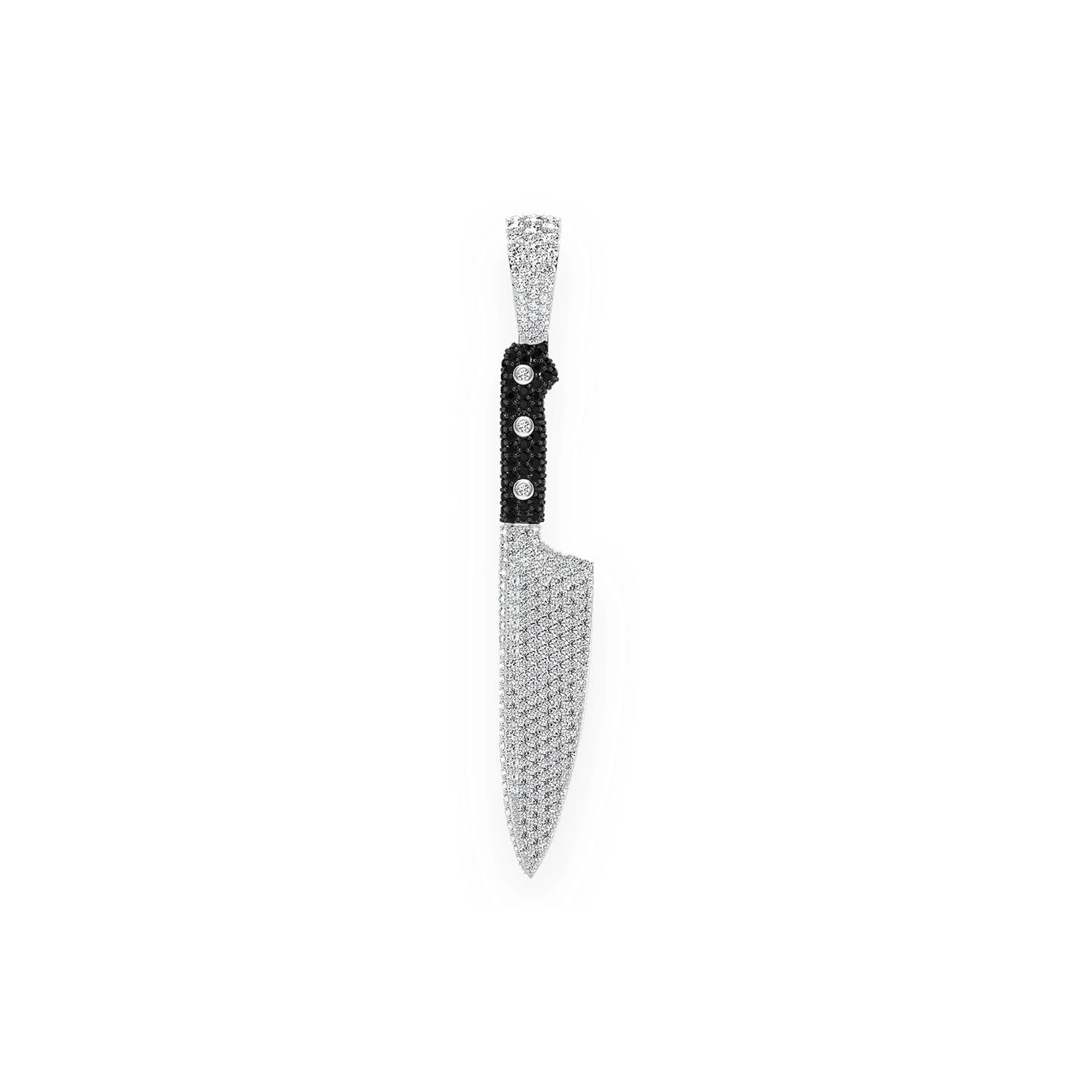 Chef Knife Diamond Pendant in 14K white gold, 2.30ctw, front view
