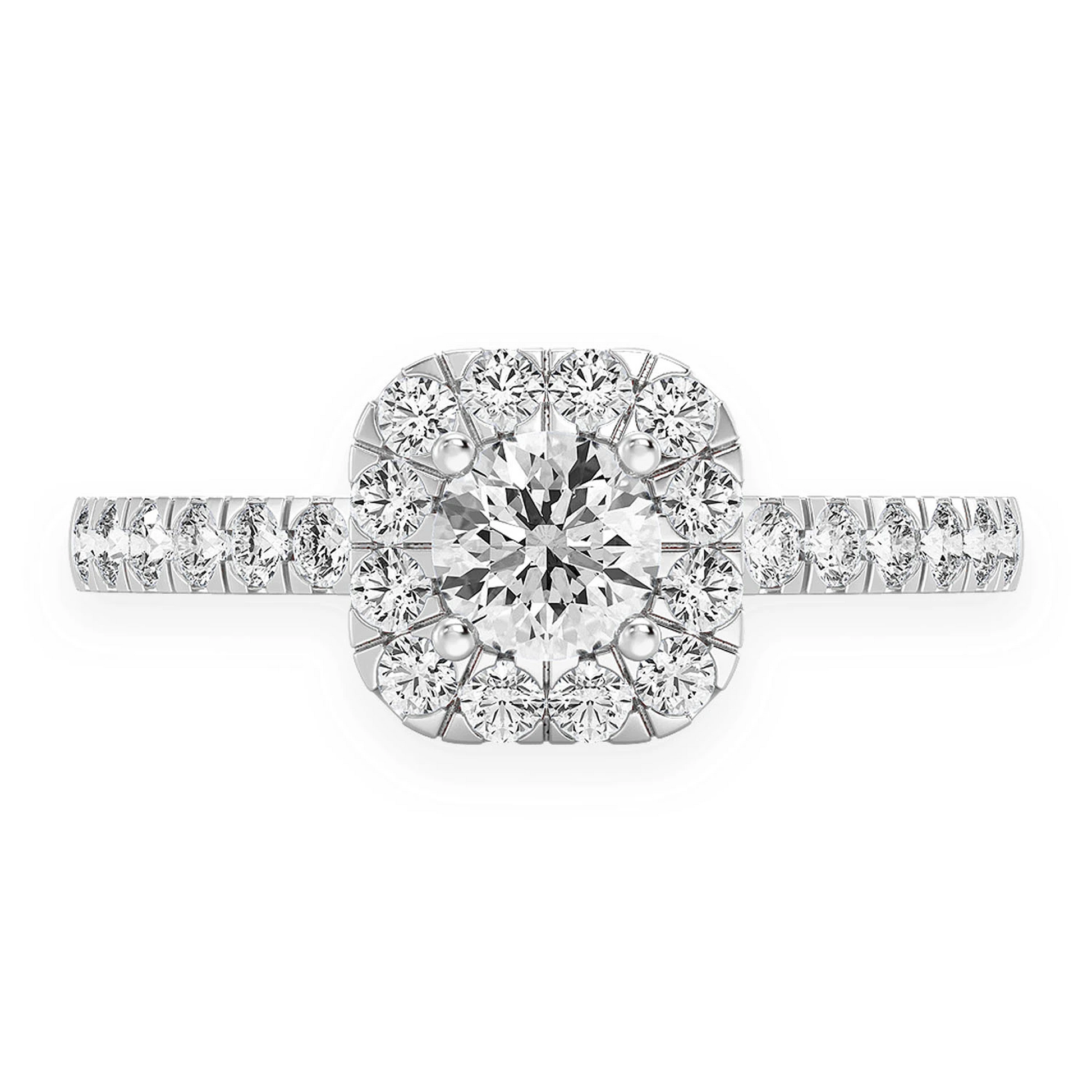 Square Halo Diamond Engagement Ring in 14K white gold, front view