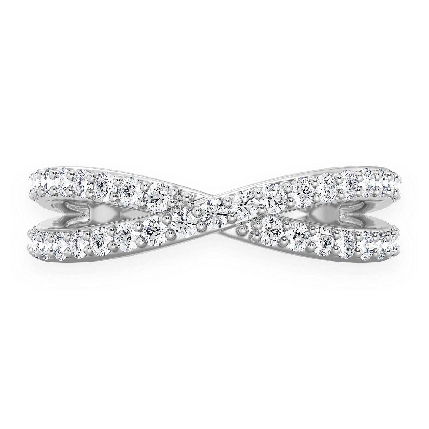 Infinity Crossover Diamond Band Ring in 14K white gold, front view