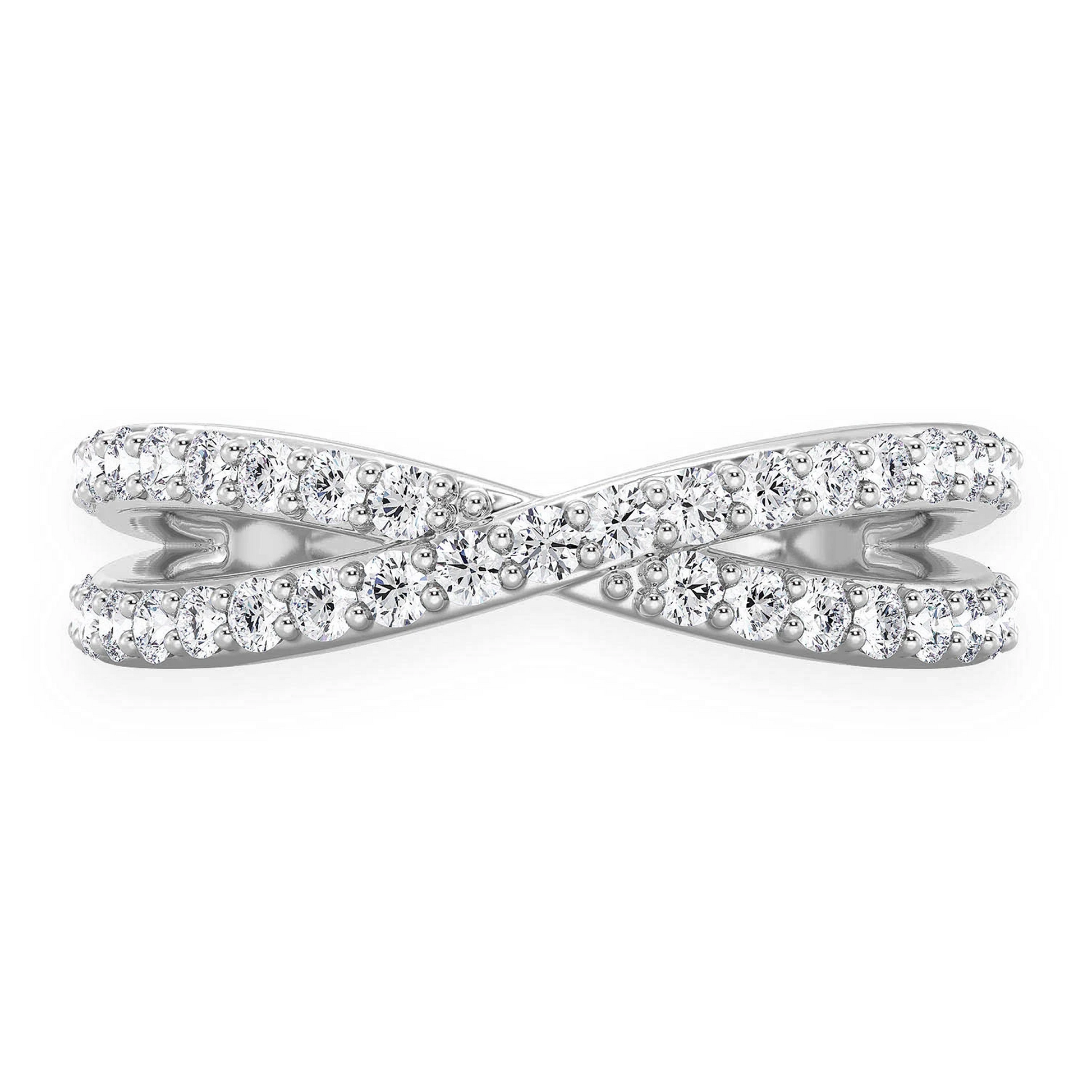 Infinity Crossover Diamond Band Ring in 14K white gold, front view