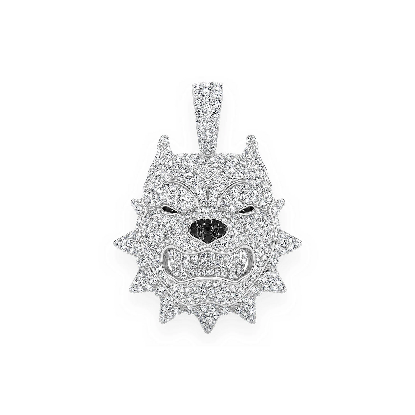 Pitbull Diamond Pendant in 14K white gold, Statement | 3.00ctw, front view