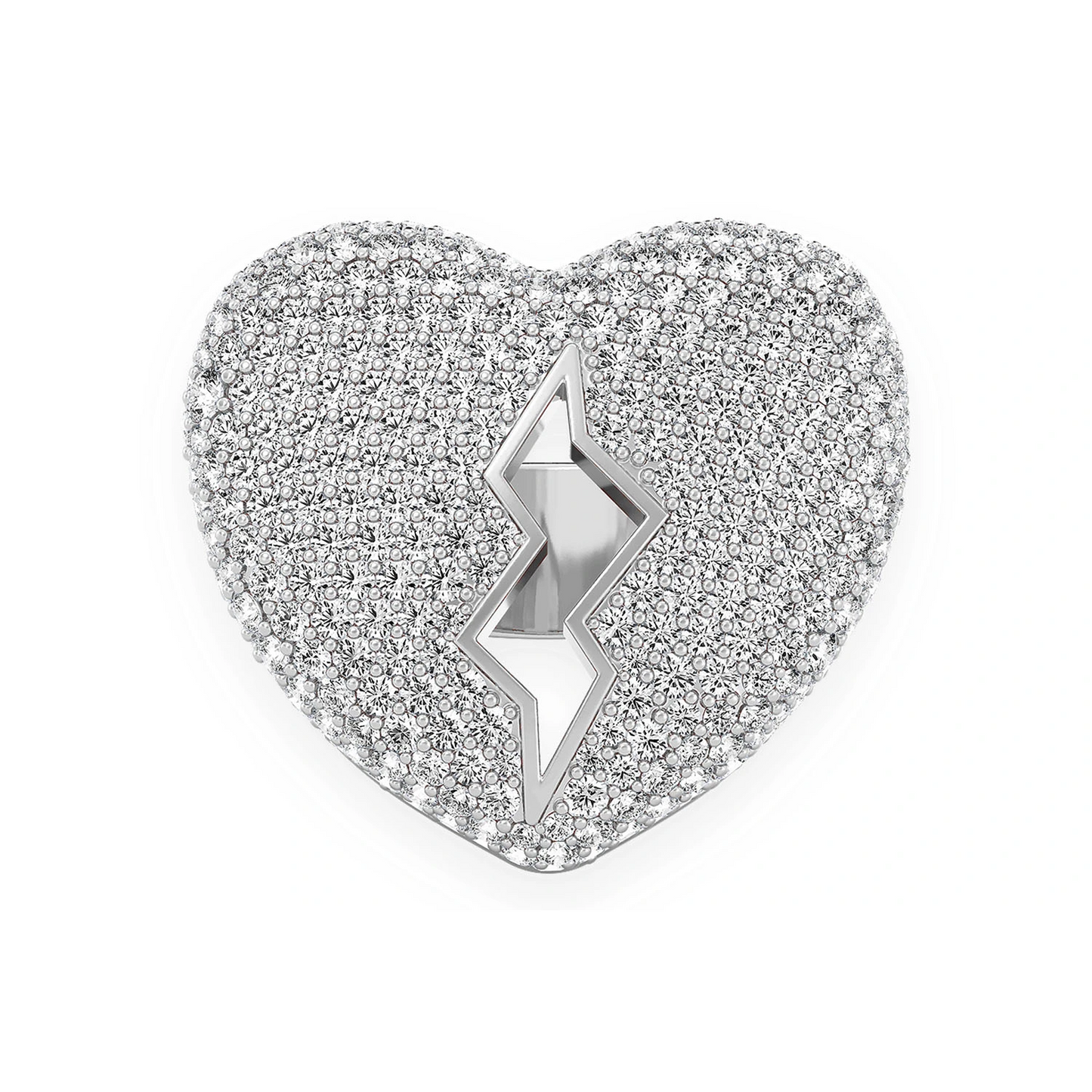 Broken Heart Signet Ring in 14K white gold, front view