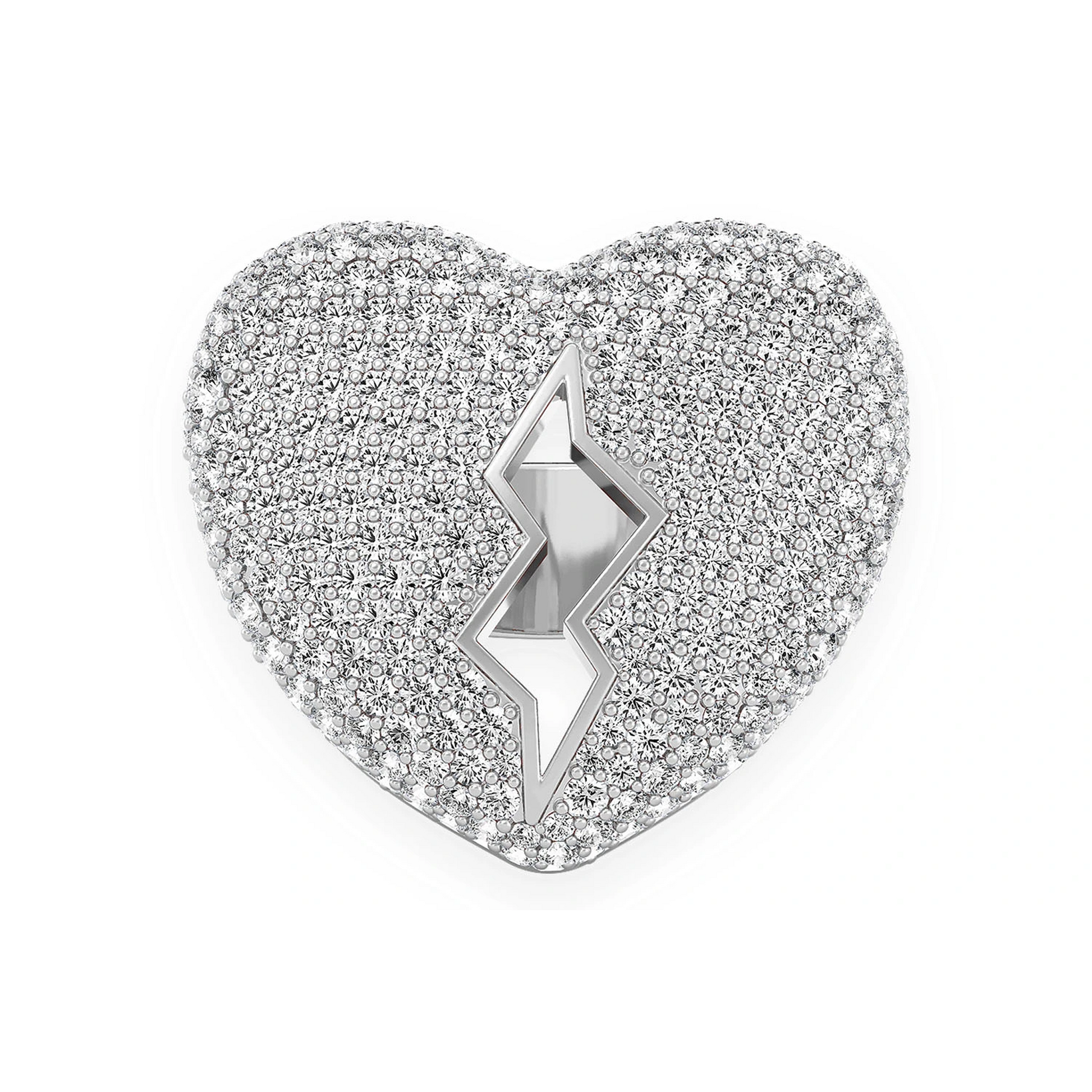 Broken Heart Signet Ring in 14K white gold, front view