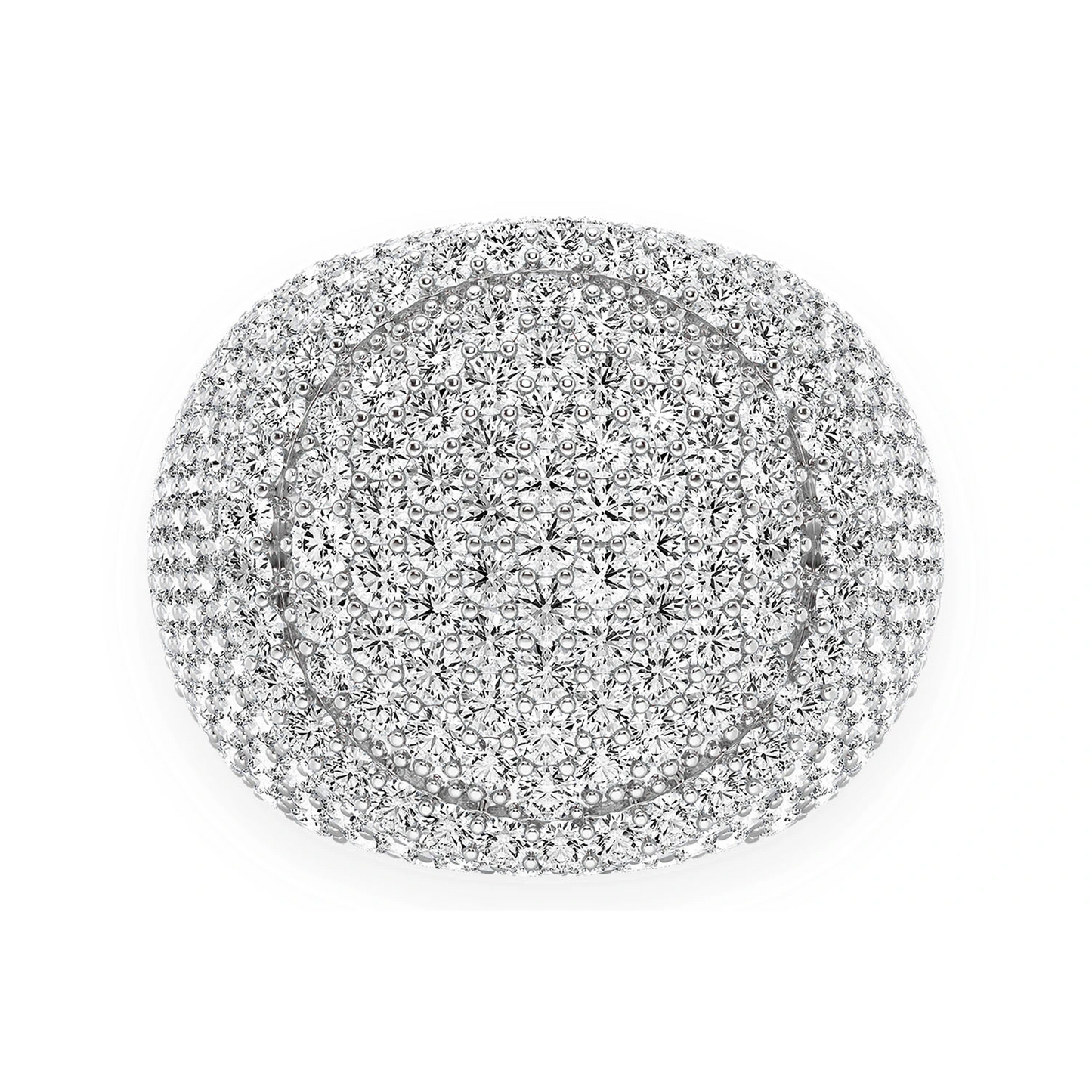 Round Signet Ring in 14K white gold, front view