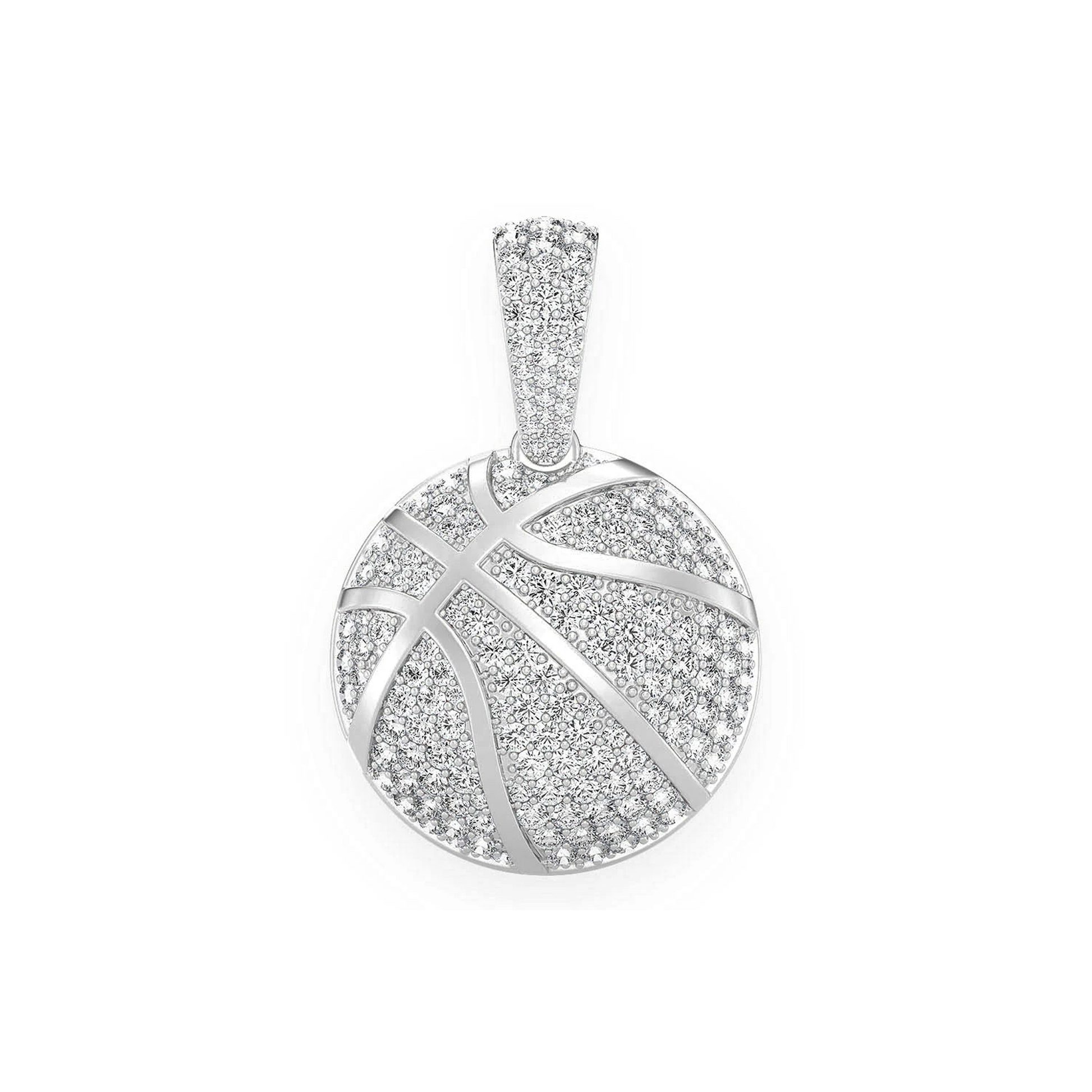 Basketball Diamond Pendant in 14K white gold, Statement | 2.00ctw, front view