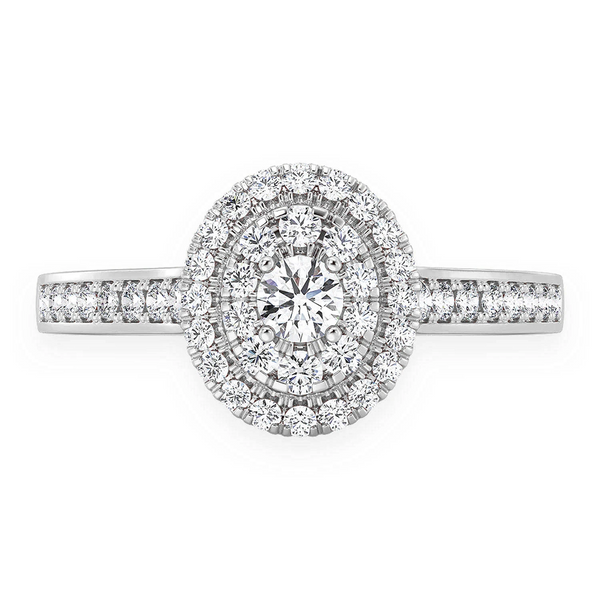Layered Oval Diamond Engagement Ring
