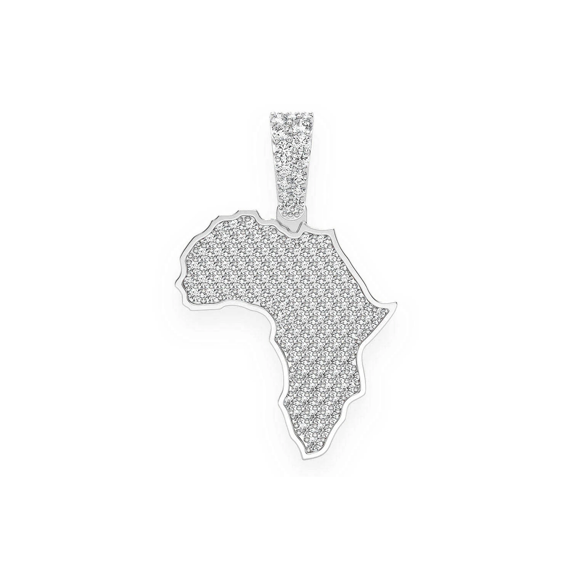 Africa Diamond Pendant in 14K white gold, Signature | 1.10ctw, front view