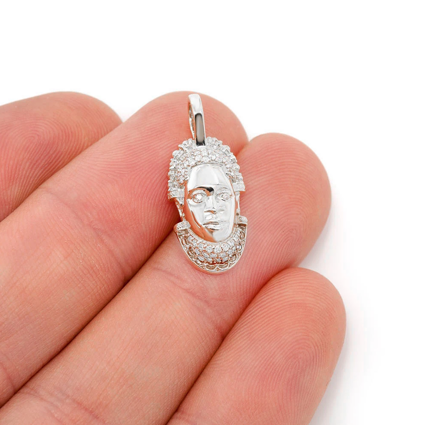 Edo Mask Diamond Pendant in 14K white gold, alternate view