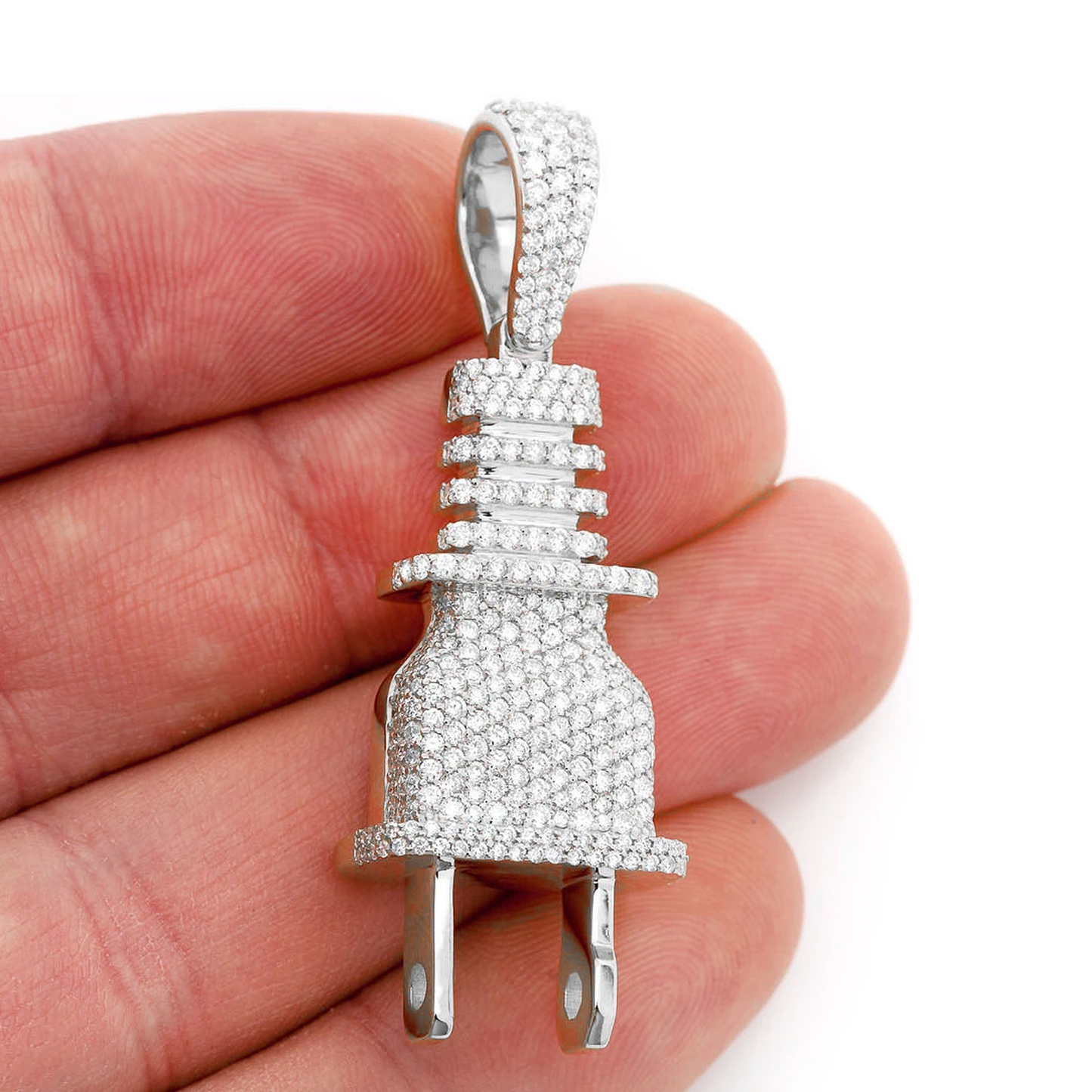 Plug Diamond Pendant in 14K white gold, Statement | 2.15ctw, angled view
