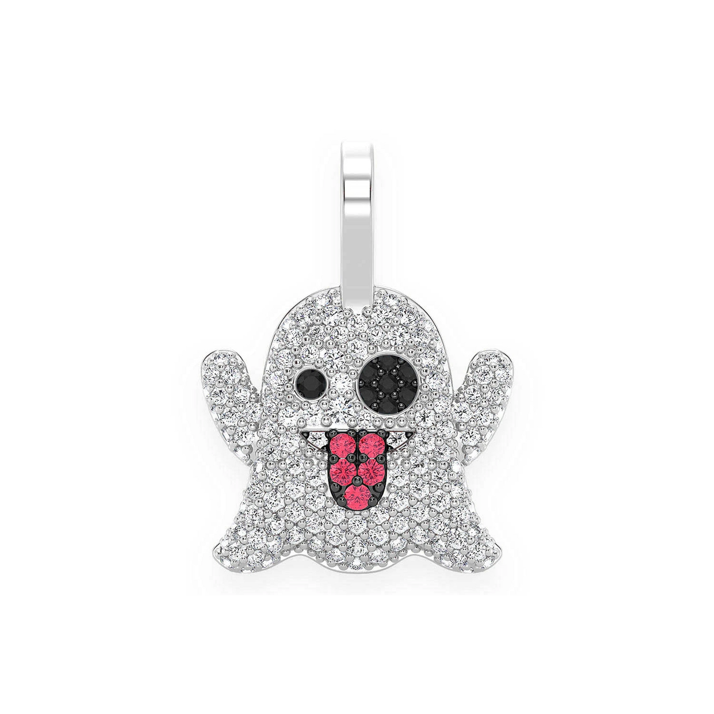 Ghost Ruby & Diamond Pendant in 14K white gold, 0.50ctw, front view