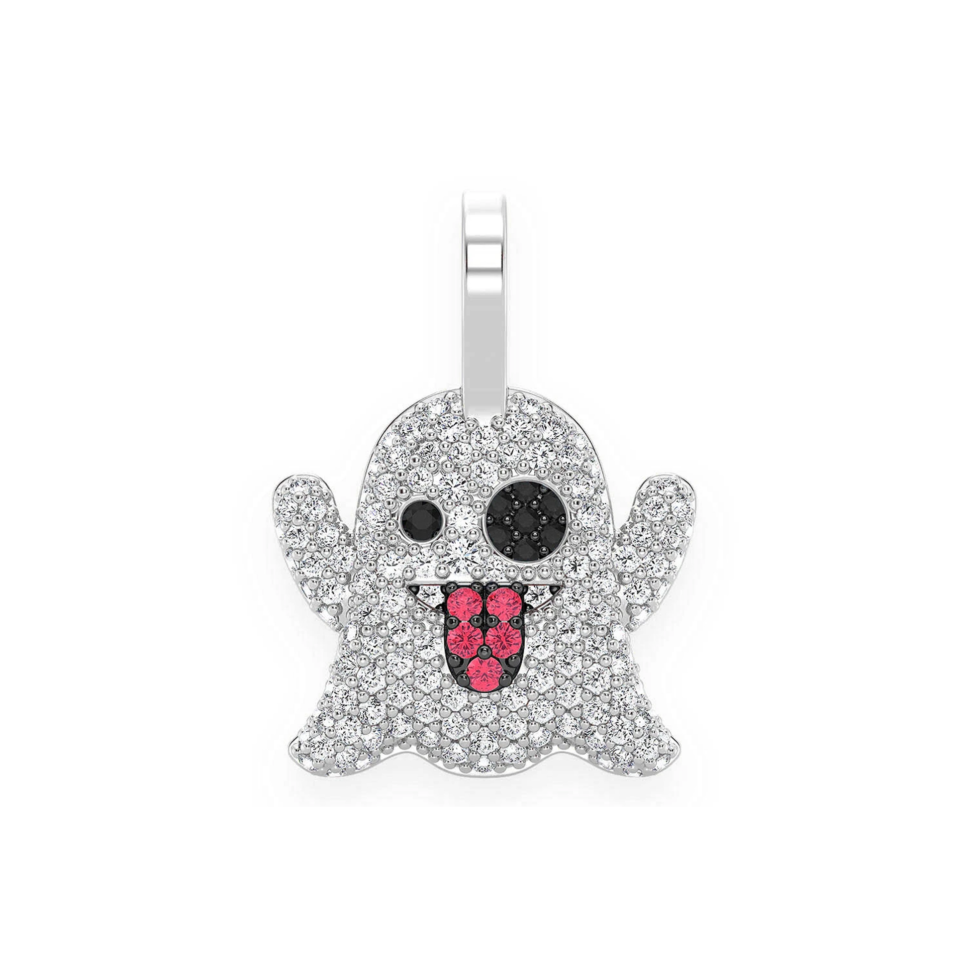 Ghost Ruby & Diamond Pendant in 14K white gold, 0.50ctw, front view