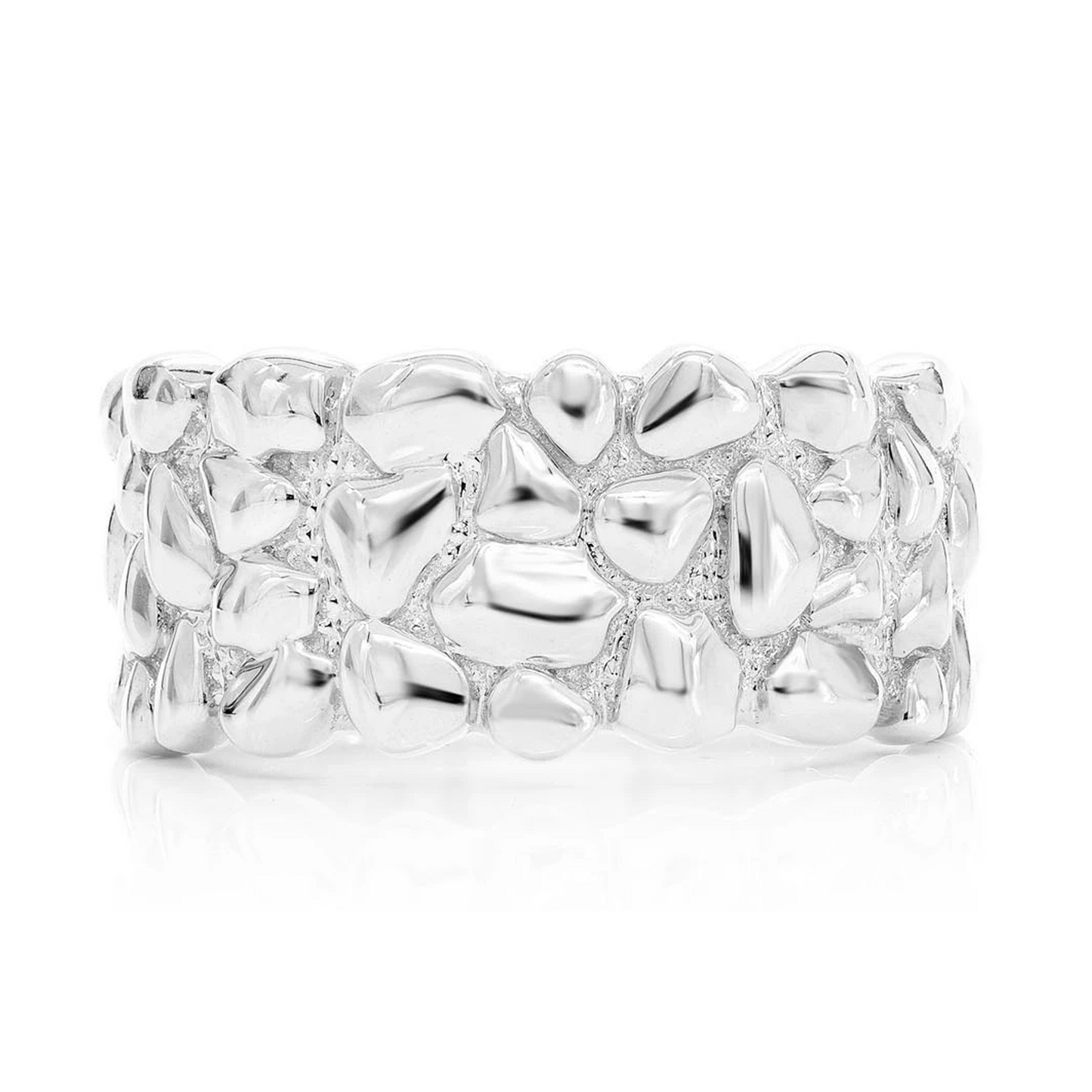 Nugget Band Ring in 14K white gold, front view