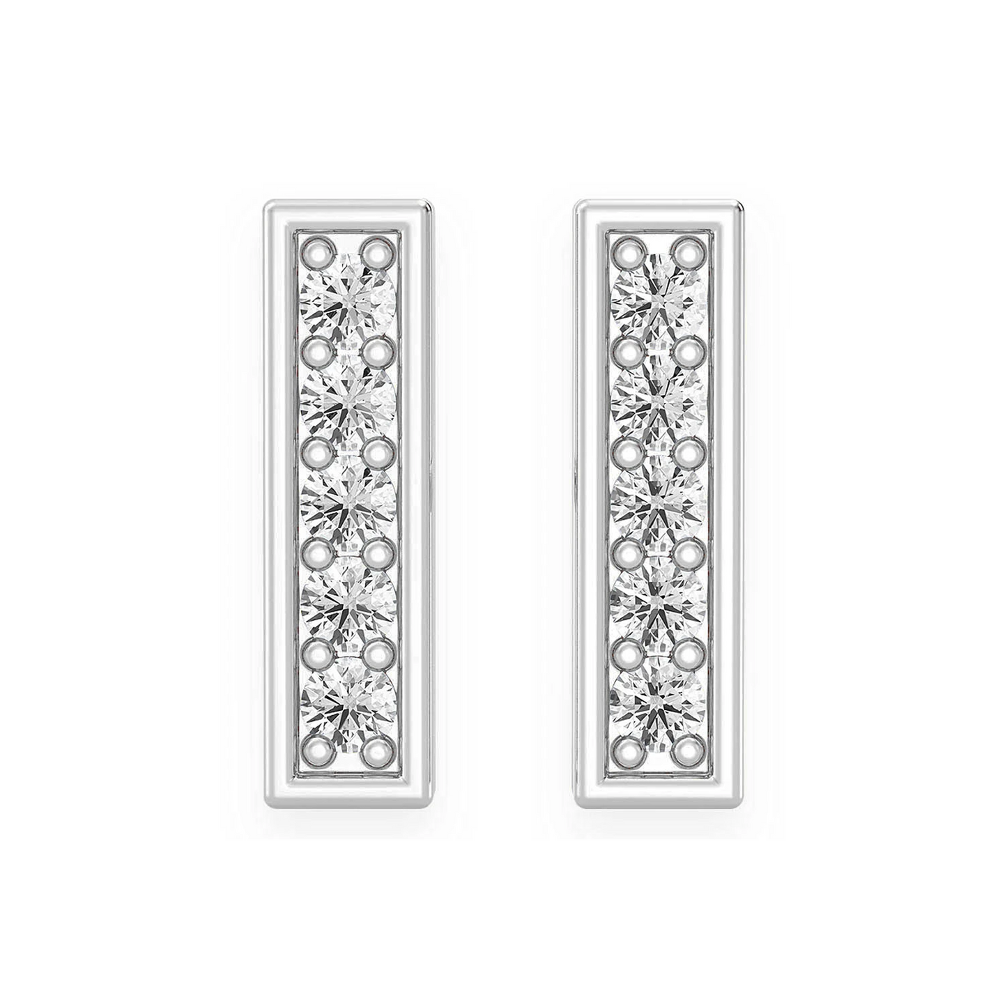 Bar Diamond Studs in 14K white gold, front view