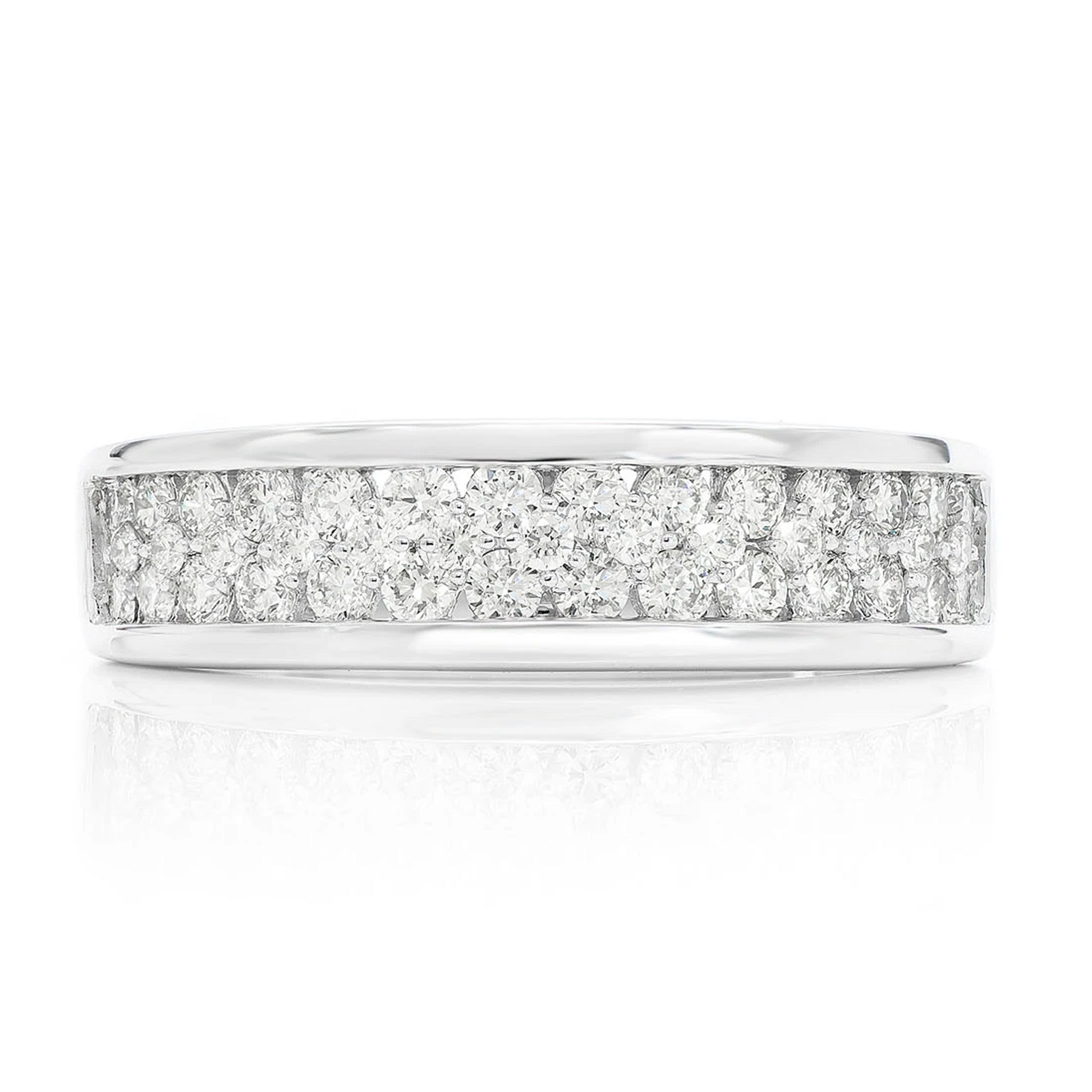 Three Row Top Band in 14K white gold, front view