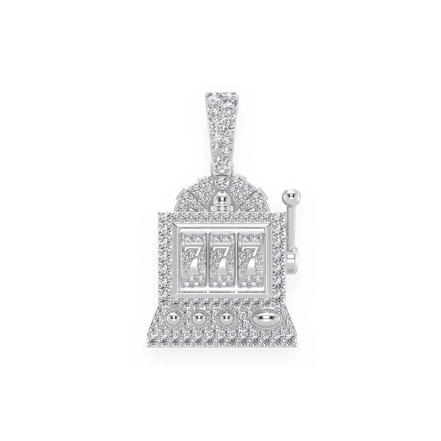 Slot Machine Diamond Pendant in 14K white gold, front view